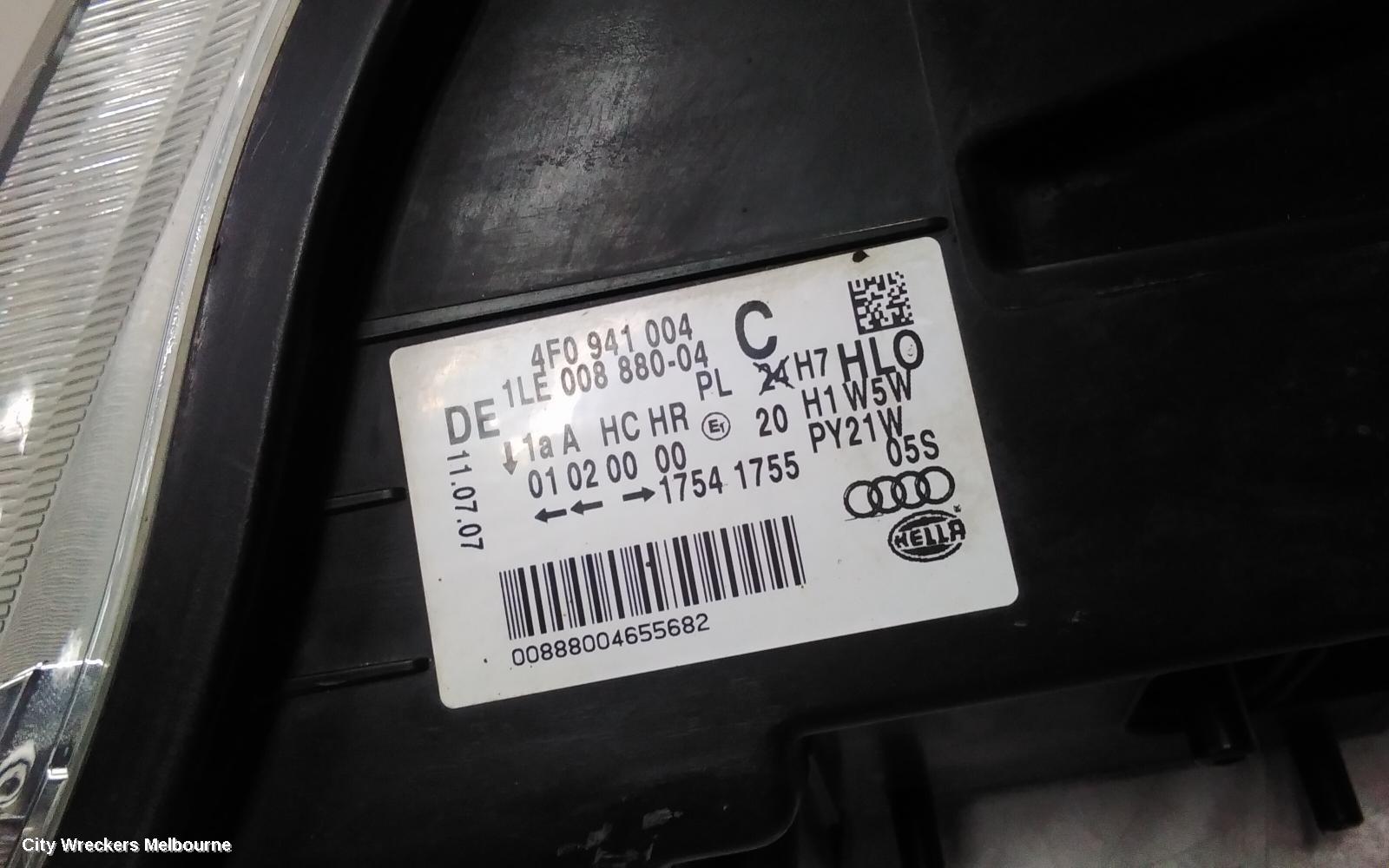 AUDI A6 RIGHT HEADLAMP, C6/4F, A6, SEDAN, HALOGEN TYPE, 11/2004 - 09/2008