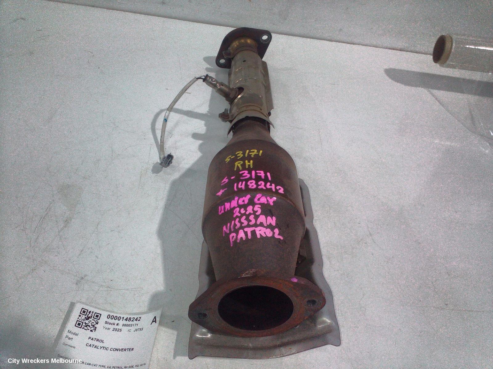 NISSAN PATROL CATALYTIC CONVERTER, UNDER CAR-CAT TYPE, 5.6, PETROL, RH SIDE, Y62, 02/2016 ONWARDS