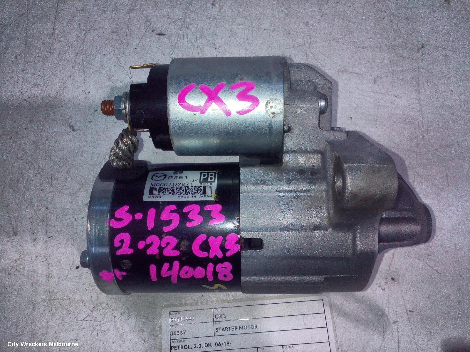 MAZDA CX3 STARTER, PETROL, 2.0, DK, 06/2018 ONWARDS