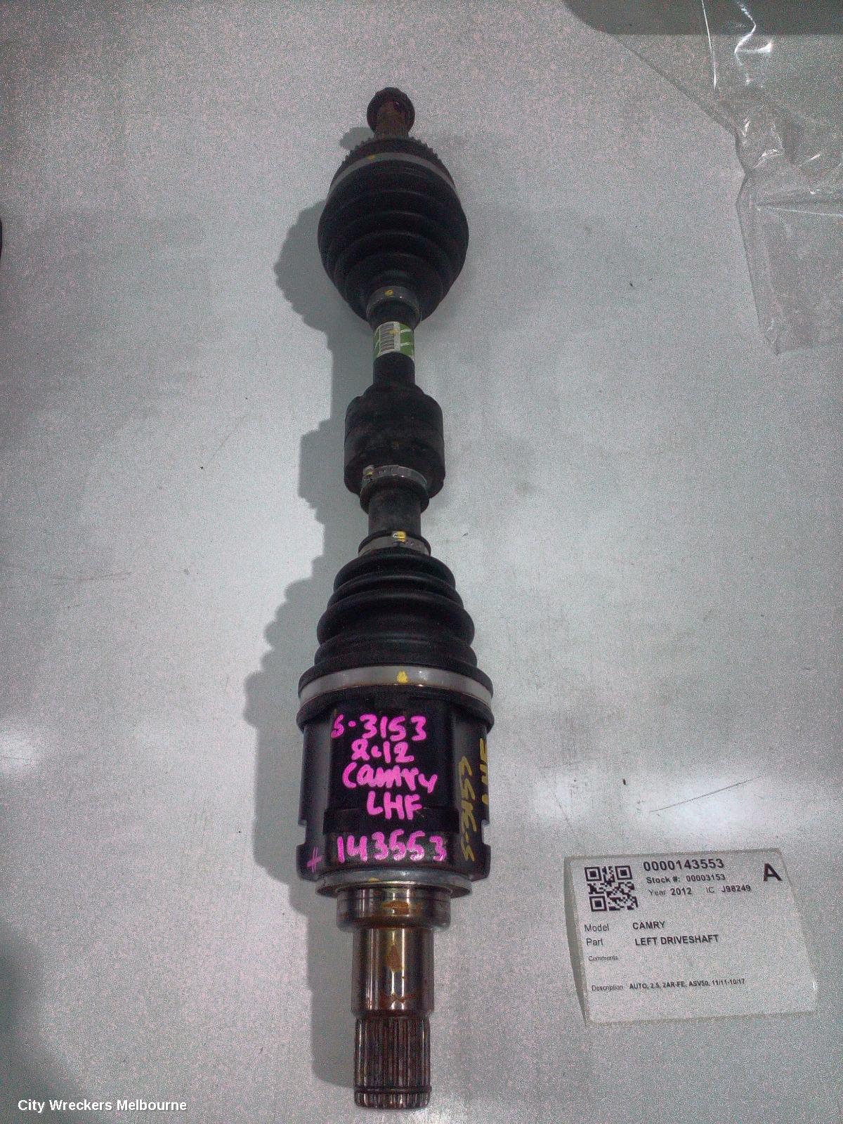 TOYOTA CAMRY LEFT DRIVESHAFT, AUTO, 2.5, 2AR-FE, ASV50, 11/2011 - 10/2017