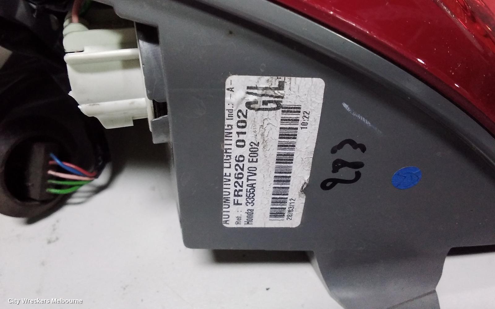 HONDA CIVIC LEFT TAILLIGHT, 9TH GEN, HATCH (VIN SHHFK), 06/2012 - 03/2015