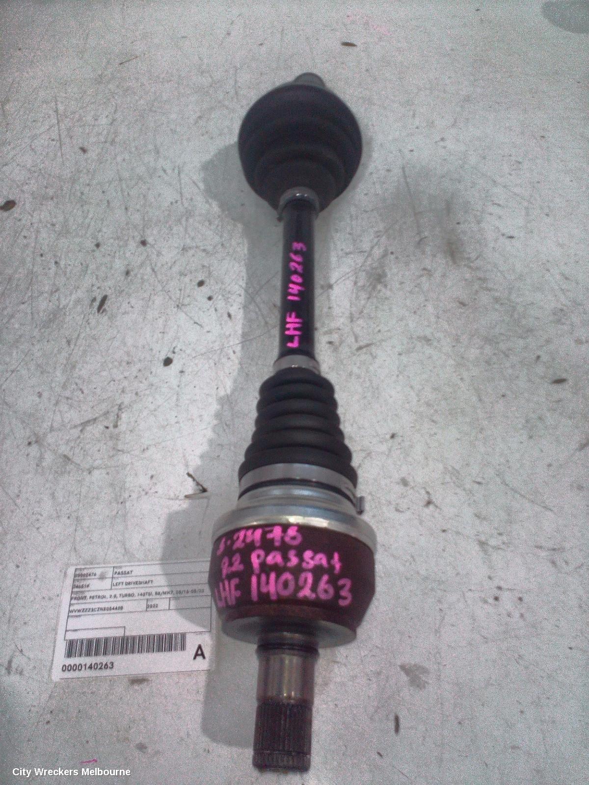 VOLKSWAGEN PASSAT LEFT DRIVESHAFT, FRONT, PETROL, 2.0, TURBO, 140TSI, B8/MK7, 05/2016 - 05/2023