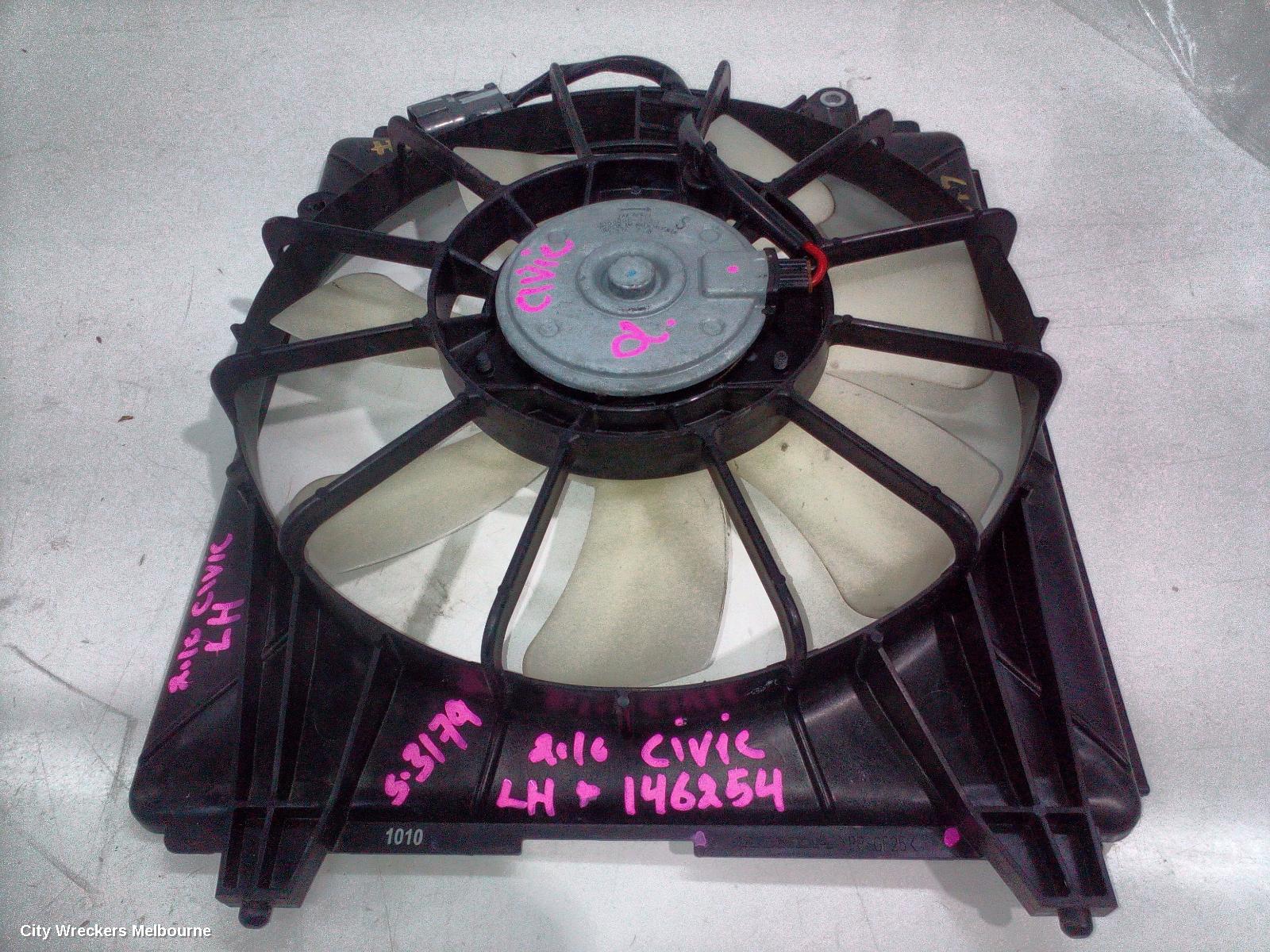 HONDA CIVIC FAN, FAN LH (PASSENGER SIDE), 2.0, K20Z2/K20Z4, 5 BLADES, 8TH GEN, 02/2006 - 12/2011
