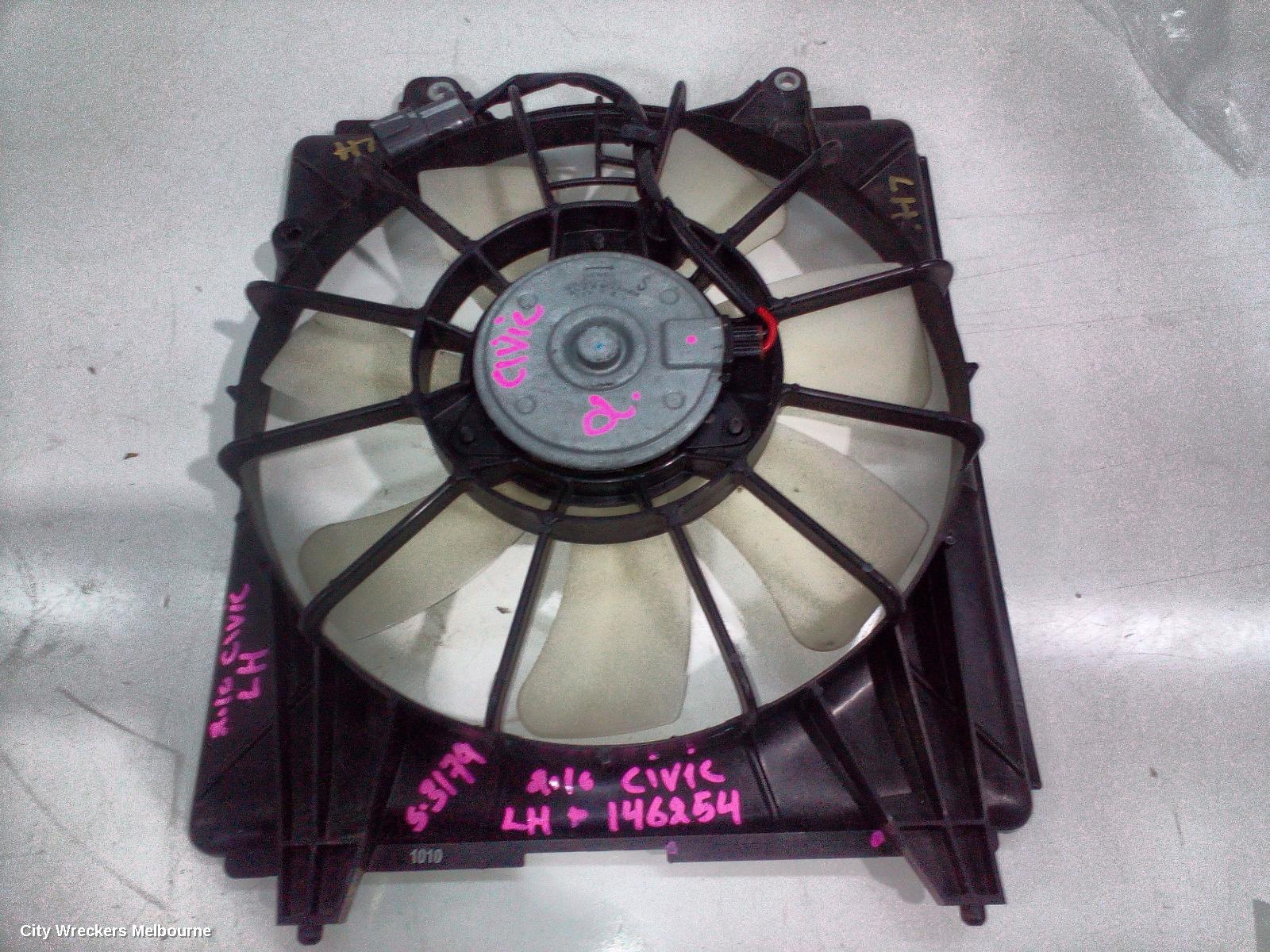 HONDA CIVIC FAN, FAN LH (PASSENGER SIDE), 2.0, K20Z2/K20Z4, 5 BLADES, 8TH GEN, 02/2006 - 12/2011