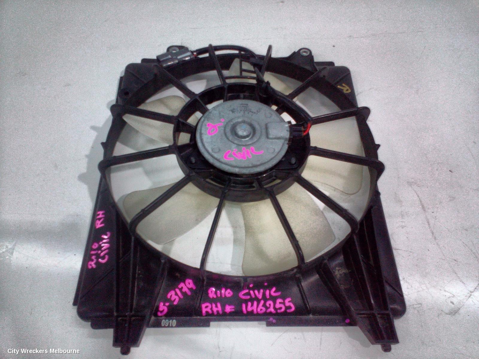 HONDA CIVIC FAN, FAN RH (DRIVER SIDE), 2.0, K20Z2, 7 BLADES, 8TH GEN, 02/2006 - 12/2011