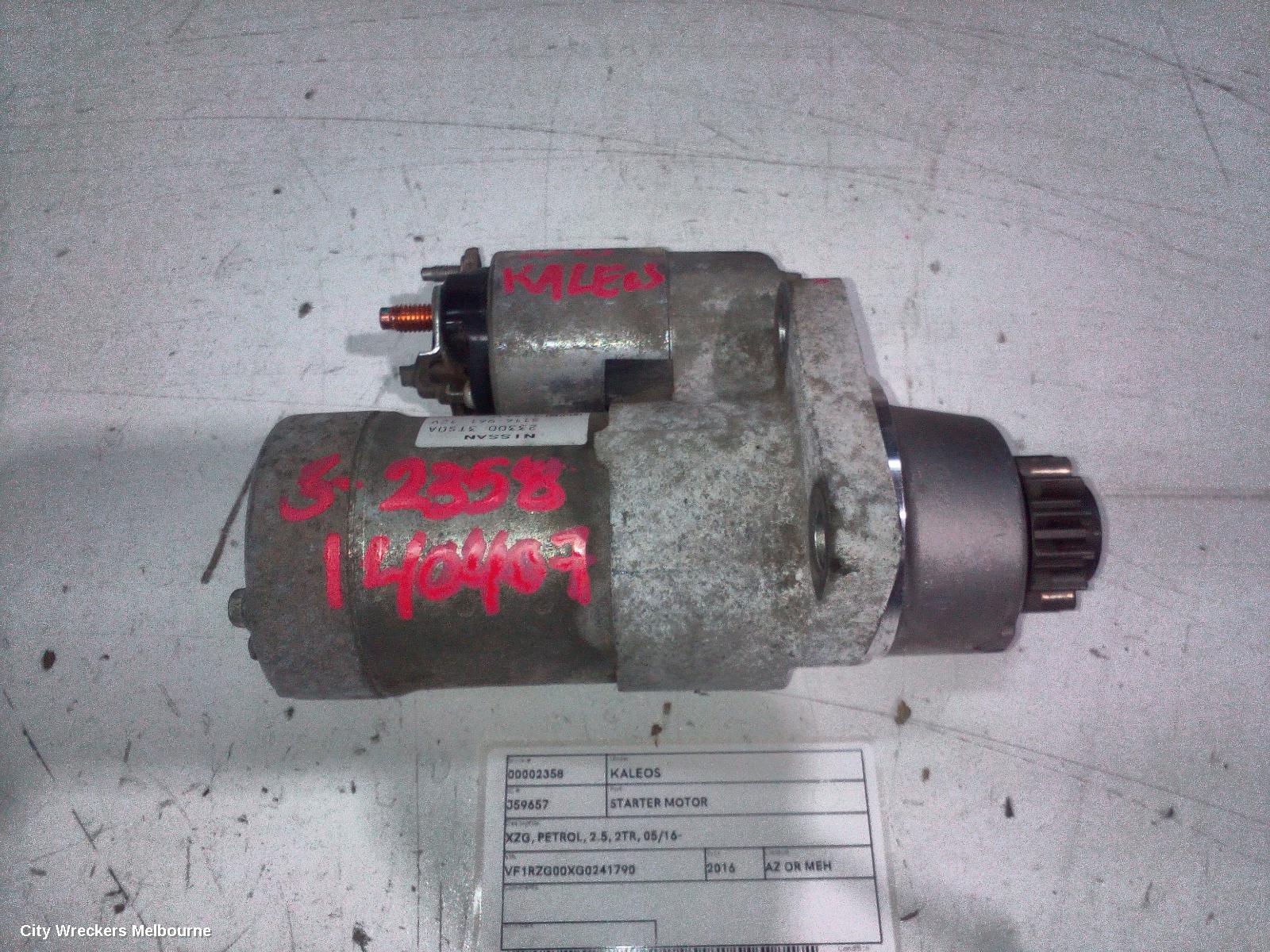 RENAULT KALEOS STARTER, XZG, PETROL, 2.5, 2TR, 05/2016 ONWARDS