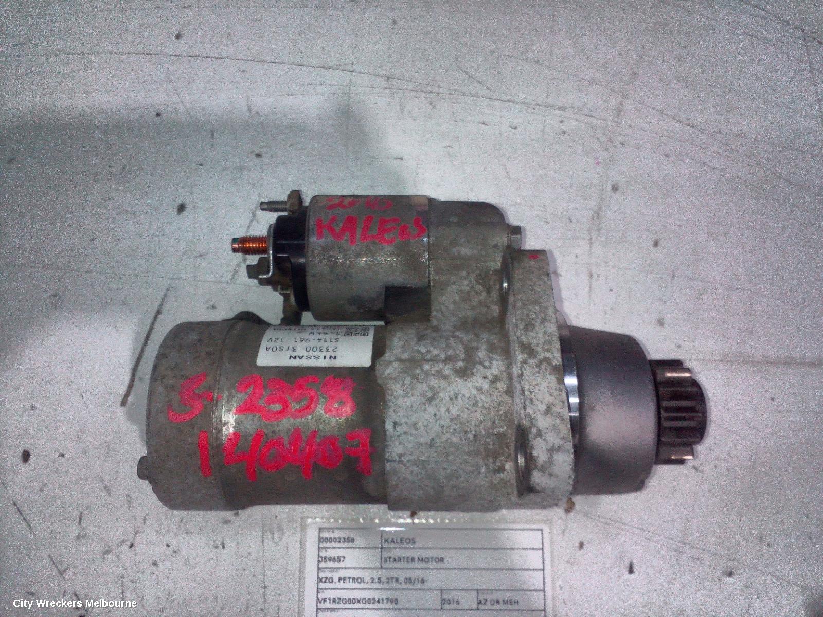 RENAULT KALEOS STARTER, XZG, PETROL, 2.5, 2TR, 05/2016 ONWARDS