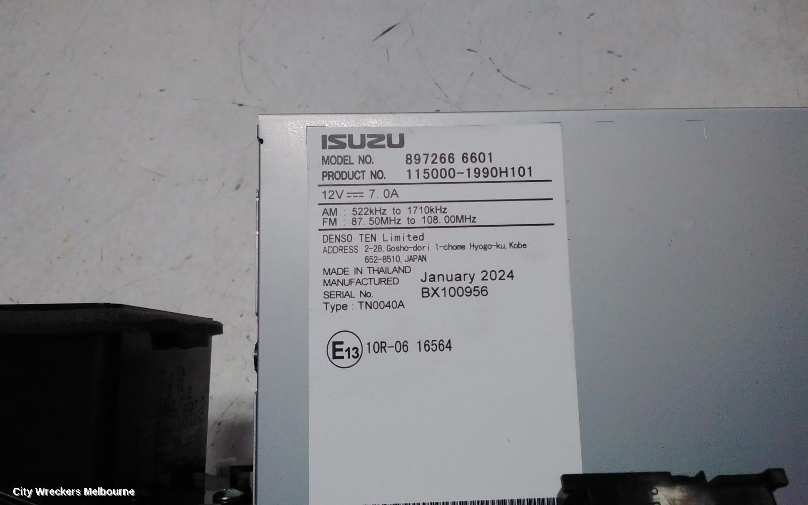 ISUZU DMAX RADIO/CD/DVD/SAT/TV, DISPLAY UNIT, 8IN TOUCHSCREEN, RG, 11/2023 ONWARDS