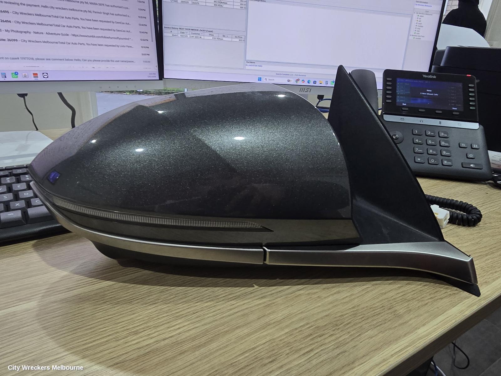 HYUNDAI TUCSON RIGHT DOOR MIRROR, NX4, W/ POWER FOLDING, HEATED, CAMERA TYPE, COLOUR CODED, 02/2021 - 01/2024