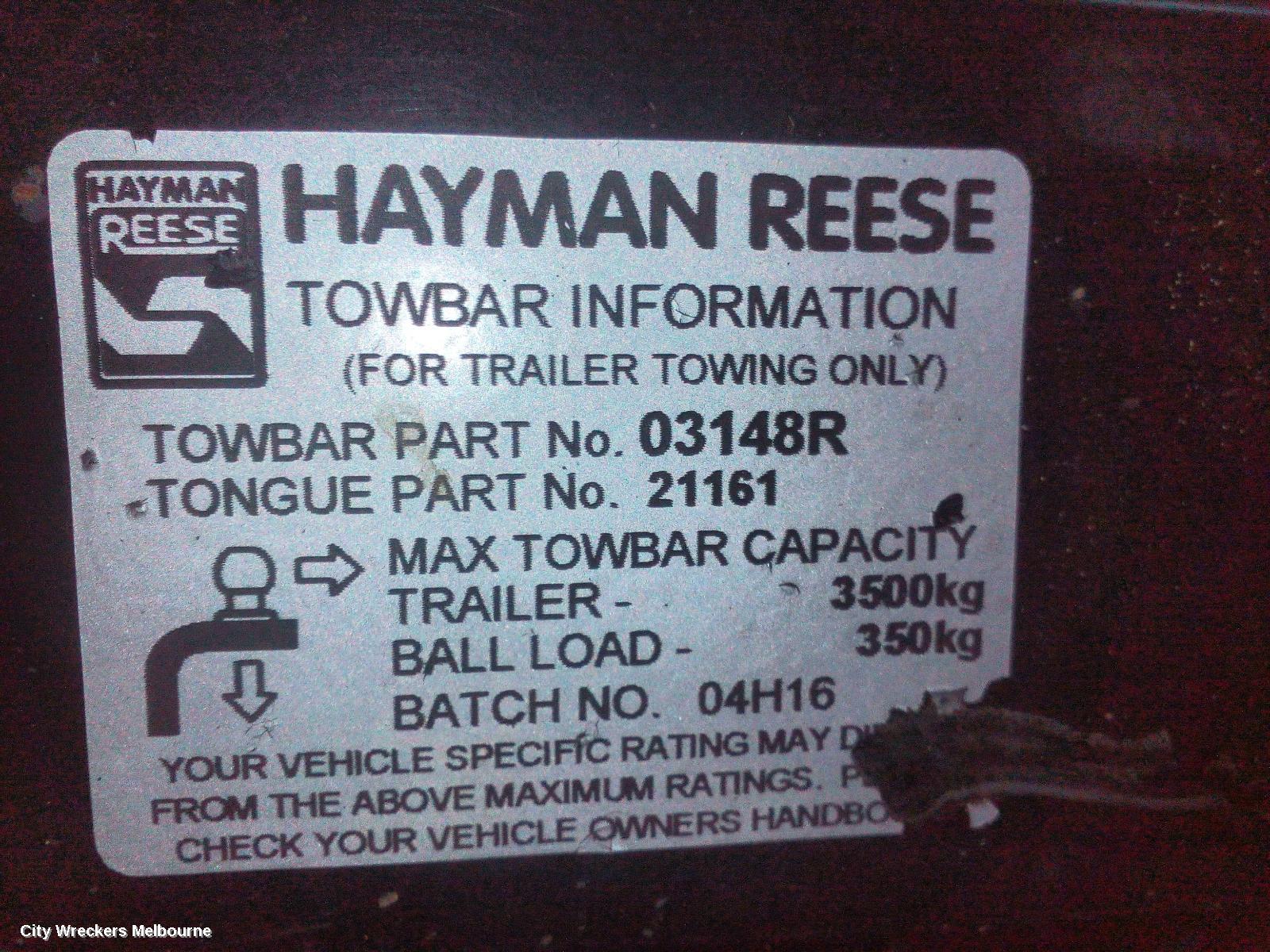 FORD RANGER TOWBAR, PX, UTE BACK TYPE, 2WD HI-RIDE/4WD, NON RAPTOR TYPE, 06/2015 - 04/2022
