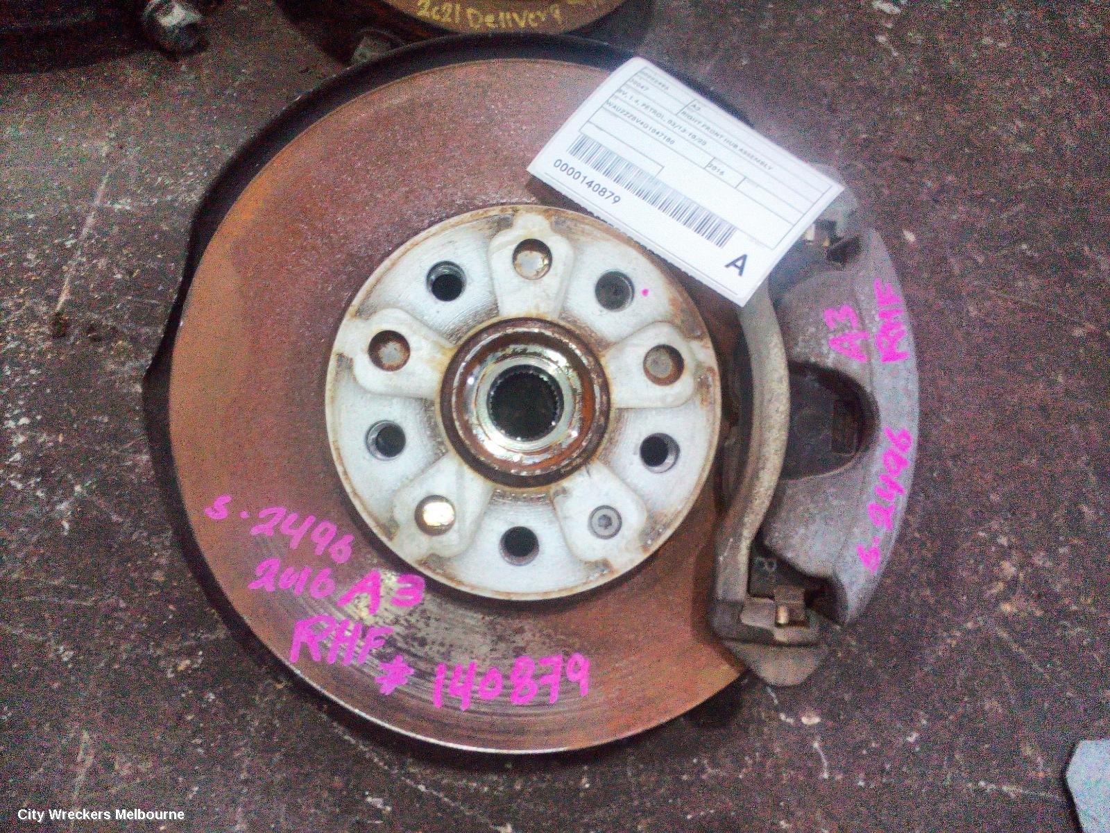 AUDI A3 RIGHT FRONT HUB ASSEMBLY, 8V, 1.4, PETROL, 03/2013 - 10/2020