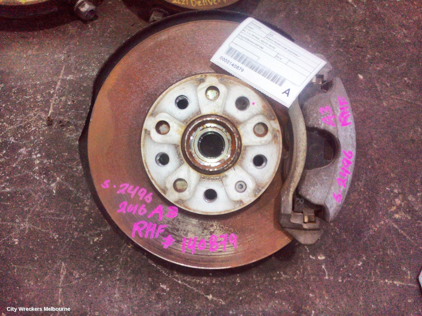 AUDI A3 RIGHT FRONT HUB ASSEMBLY, 8V, 1.4, PETROL, 03/2013 - 10/2020