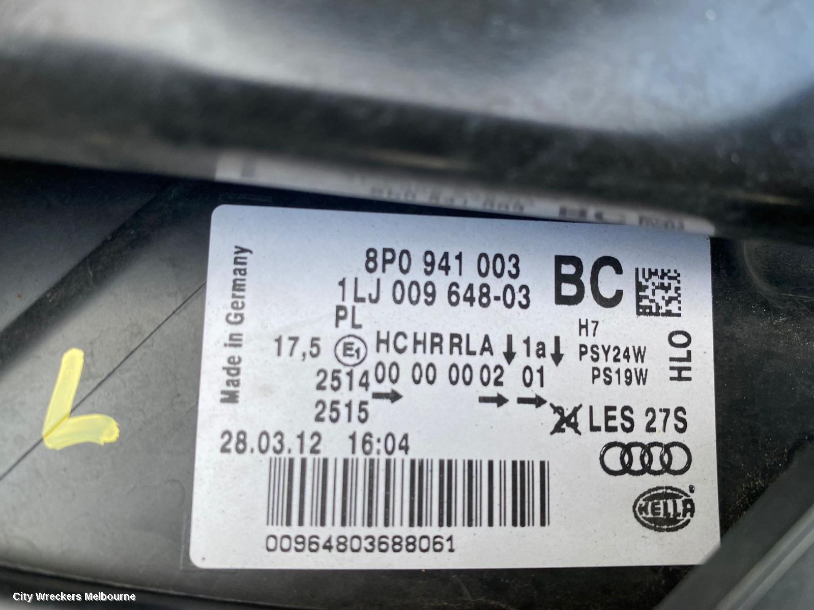 AUDI A3 RIGHT FRONT WINDOW REG/MOTOR, 8P, 2DR CABRIOLET, 11/2009 - 04/2013