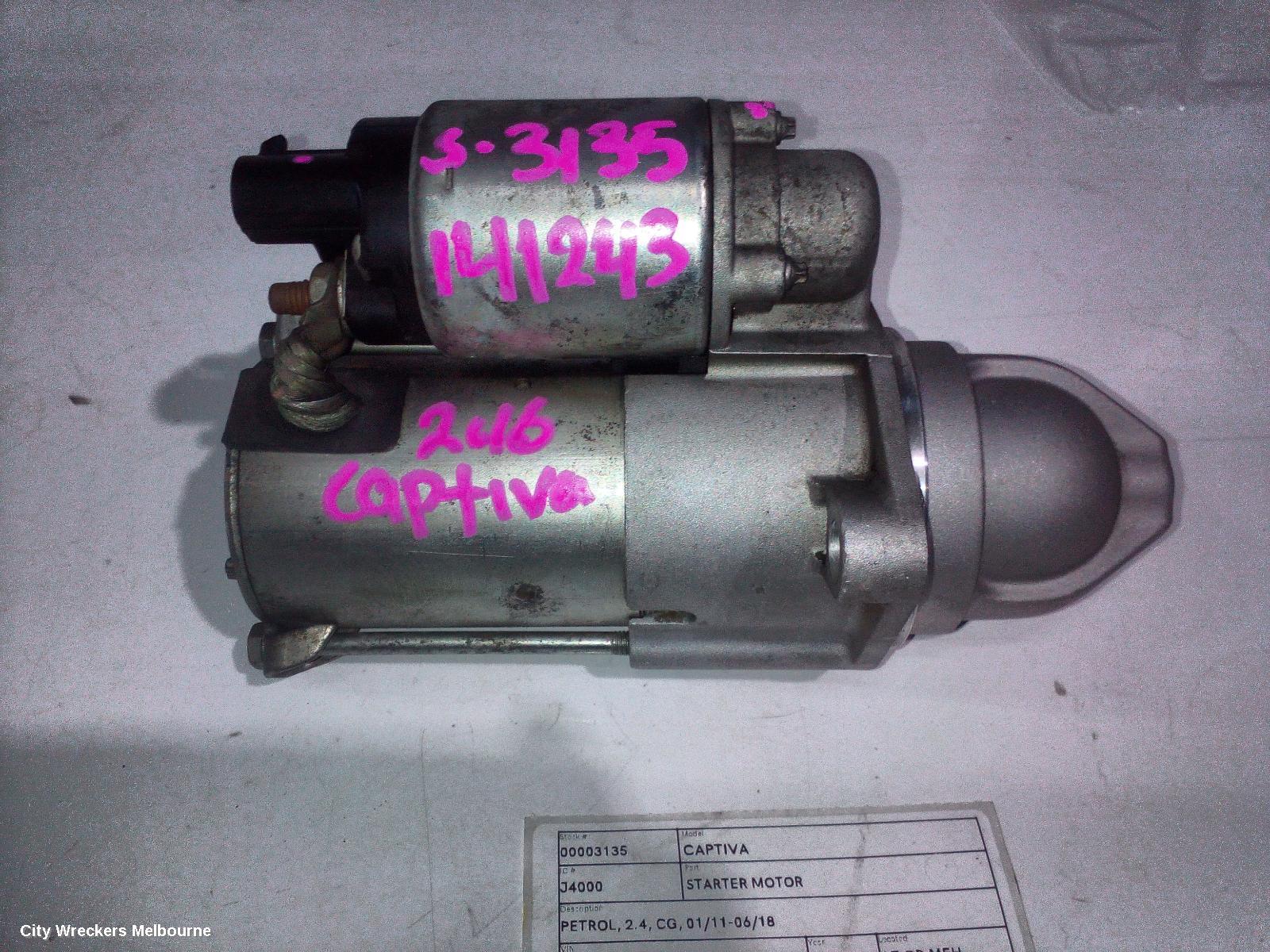 HOLDEN CAPTIVA STARTER, PETROL, 2.4, CG, 01/2011 - 06/2018