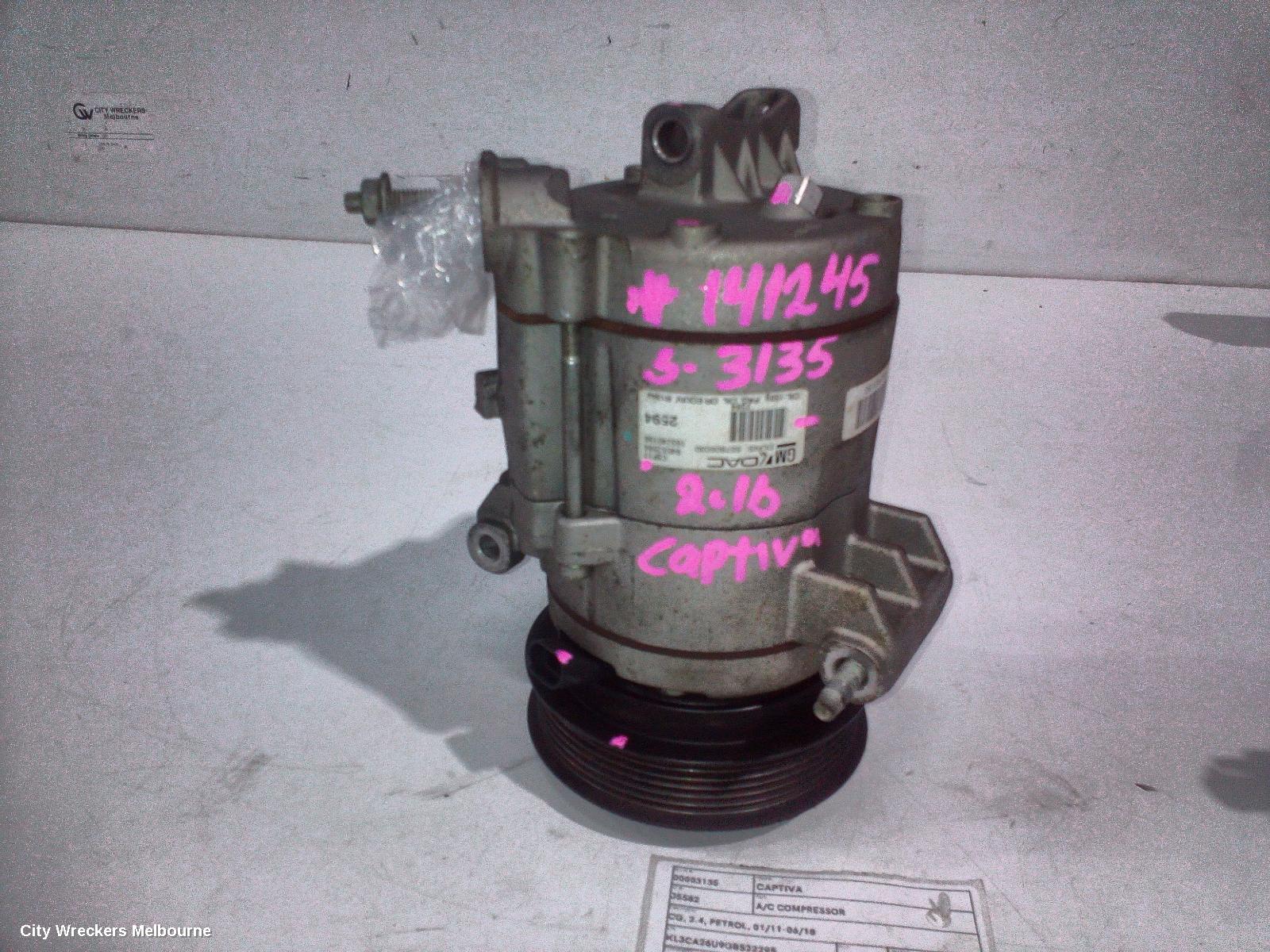 HOLDEN CAPTIVA A/C COMPRESSOR, CG, 2.4, PETROL, 01/2011 - 06/2018