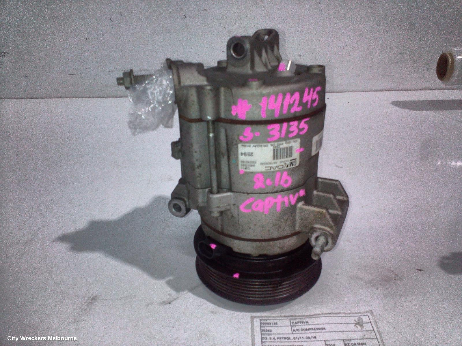 HOLDEN CAPTIVA A/C COMPRESSOR, CG, 2.4, PETROL, 01/2011 - 06/2018