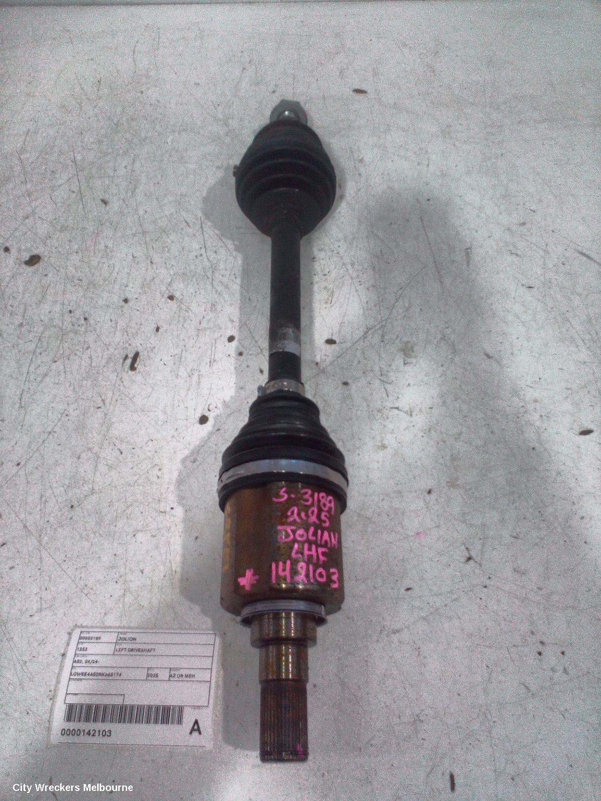 HAVAL JOLION LEFT DRIVESHAFT, A02, 04/2024 ONWARDS