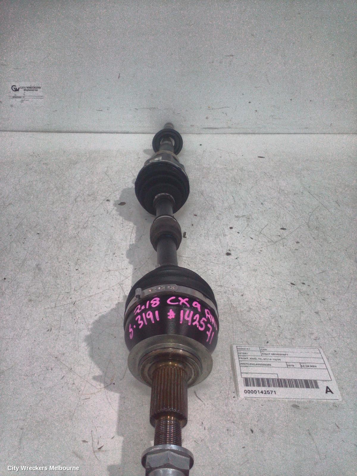 MAZDA CX9 RIGHT DRIVESHAFT, FRONT, AWD, TC, 07/2016 - 12/2024