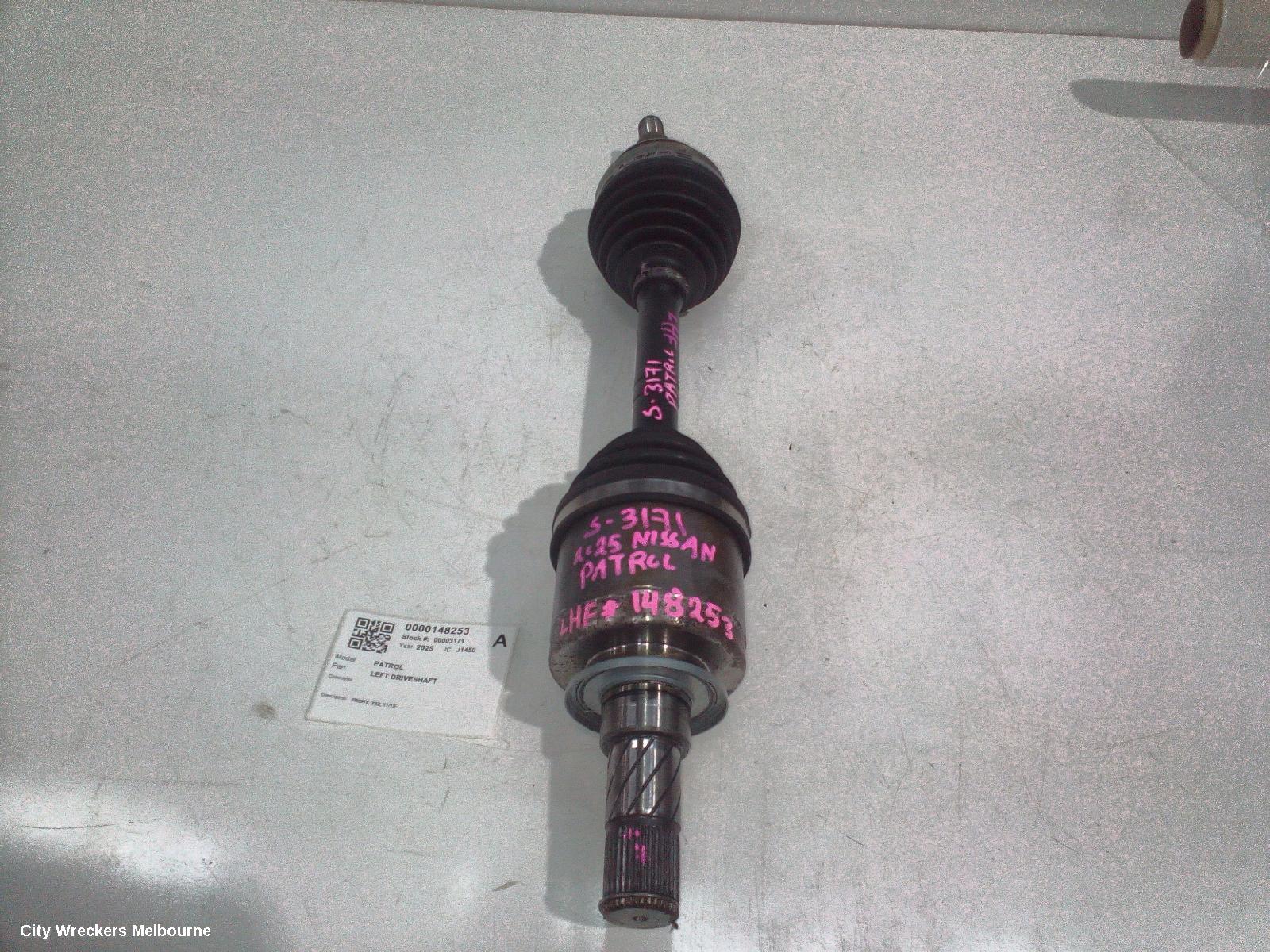 NISSAN PATROL LEFT DRIVESHAFT, FRONT, Y62, 11/2012 ONWARDS