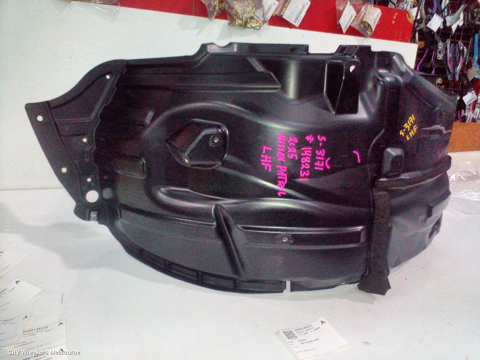 NISSAN PATROL LEFT GUARD LINER, FRONT, Y62, 11/2012 ONWARDS