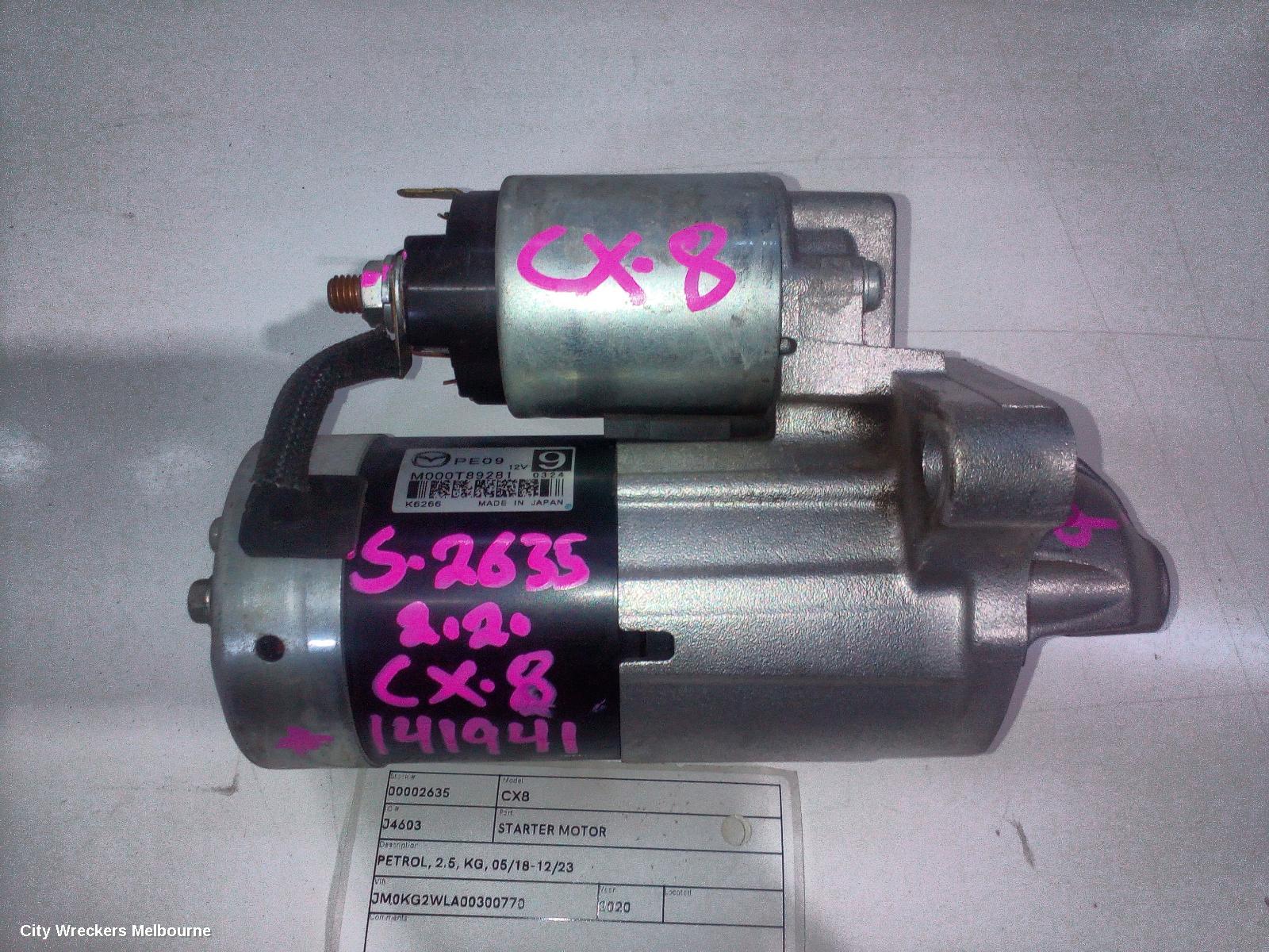 MAZDA CX8 STARTER, PETROL, 2.5, KG, 05/2018 - 12/2023