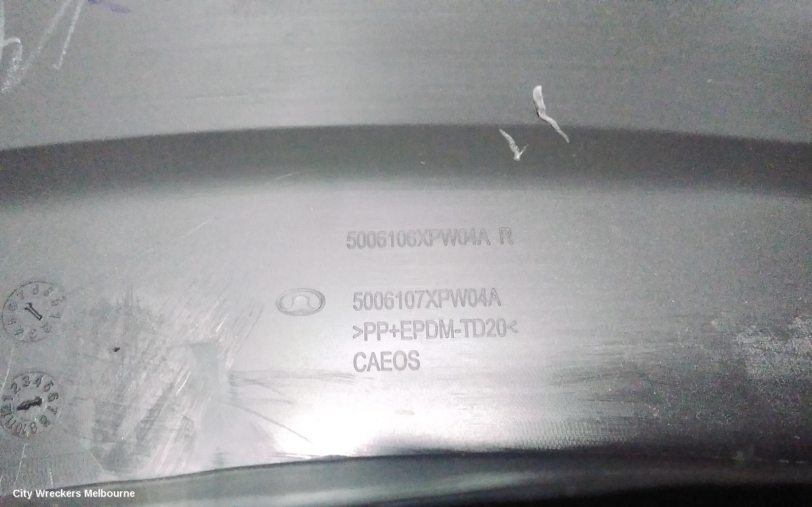 GREAT WALL CANNON UTE WHEEL ARCH FLARE, RH REAR, NPW, 09/2020 ONWARDS