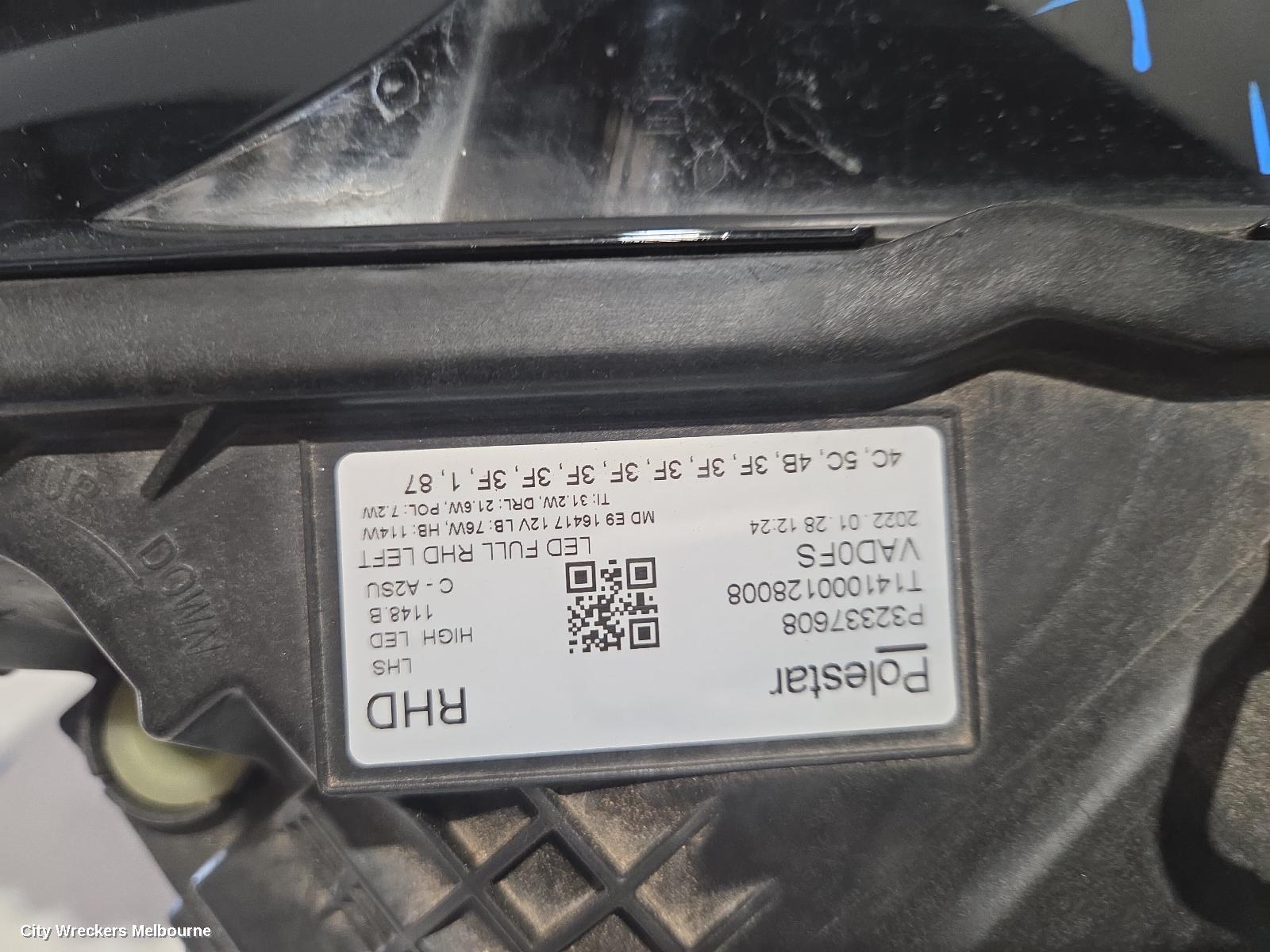 POLESTAR 2 LEFT HEADLAMP, 534, W/ MATRIX LED TYPE, 08/2021 ONWARDS
