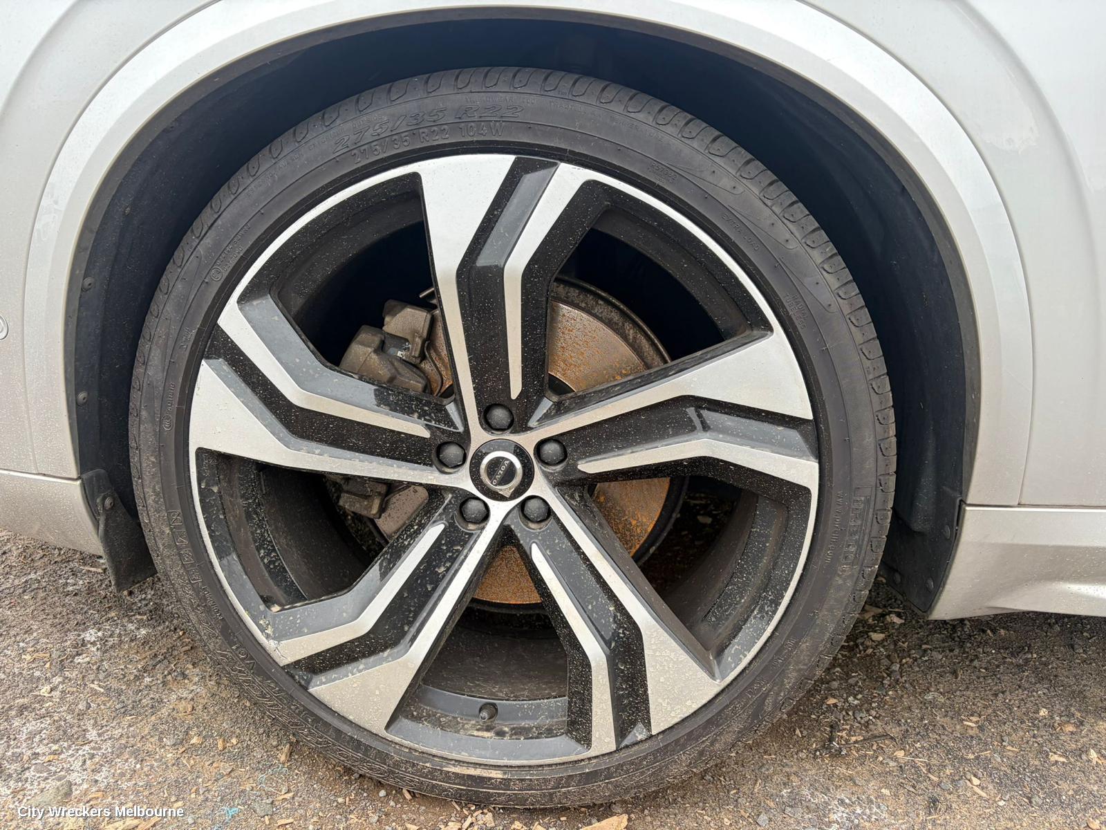 VOLVO XC90 WHEEL MAG, FACTORY, 22X9IN, 5 TURBINE SPOKE, SILVER/BLACK, MK2, 04/2015 - 08/2022
