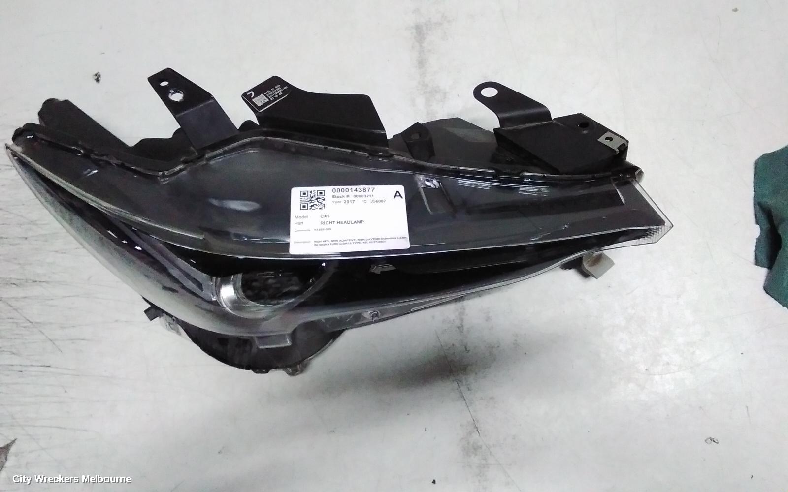 MAZDA CX5 RIGHT HEADLAMP, NON AFS, NON ADAPTIVE, NON DAYTIME RUNNING LAMP, W/ SIGNATURE LIGHTS TYPE, KF, 02/2017 - 08/2021