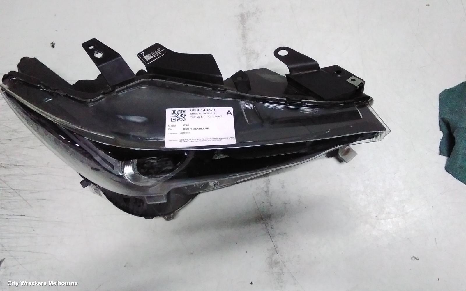 MAZDA CX5 RIGHT HEADLAMP, NON AFS, NON ADAPTIVE, NON DAYTIME RUNNING LAMP, W/ SIGNATURE LIGHTS TYPE, KF, 02/2017 - 08/2021