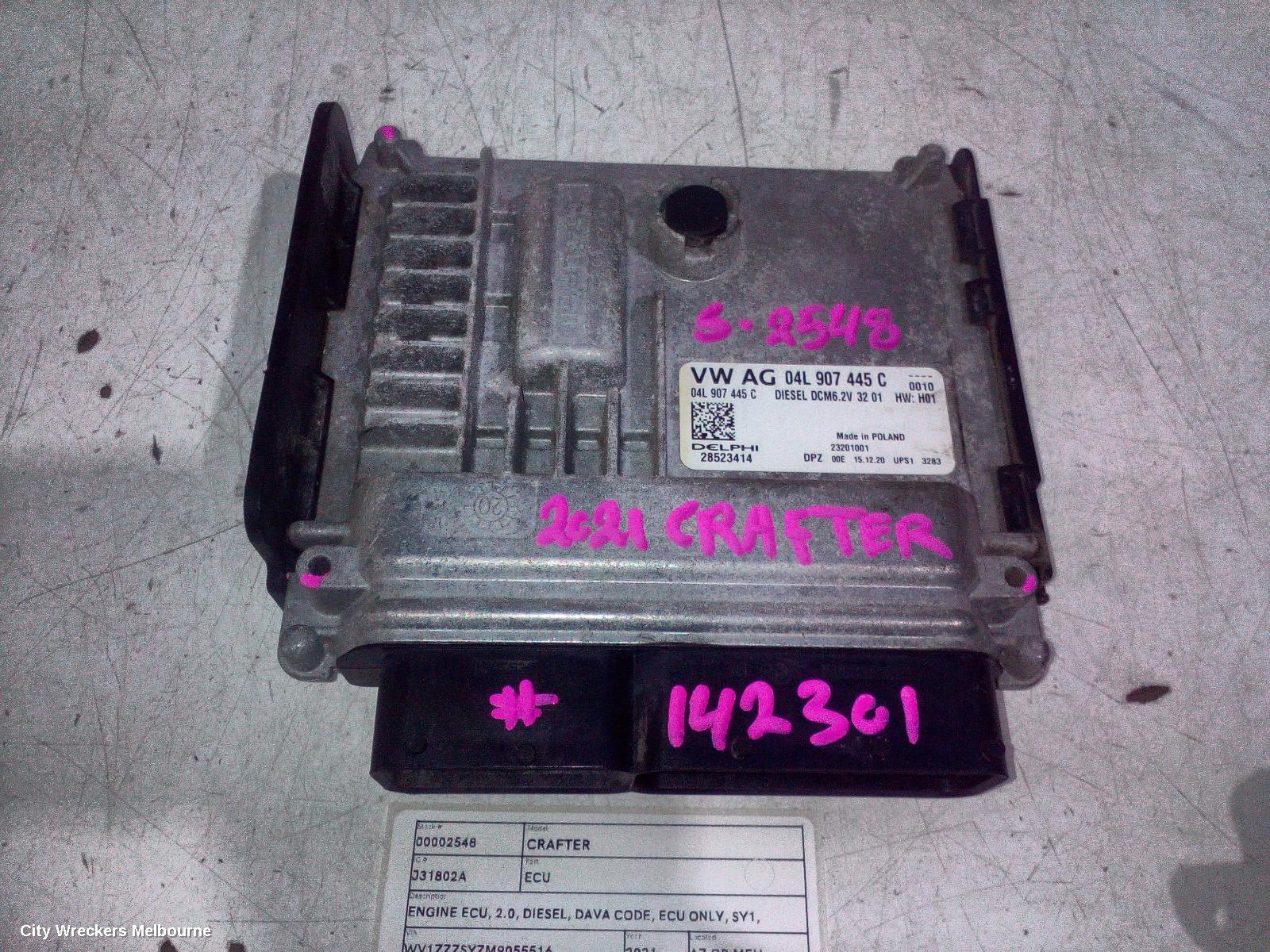 VOLKSWAGEN CRAFTER ECU, ENGINE ECU, 2.0, DIESEL, DAVA CODE, ECU ONLY, SY1, 08/2017 ONWARDS