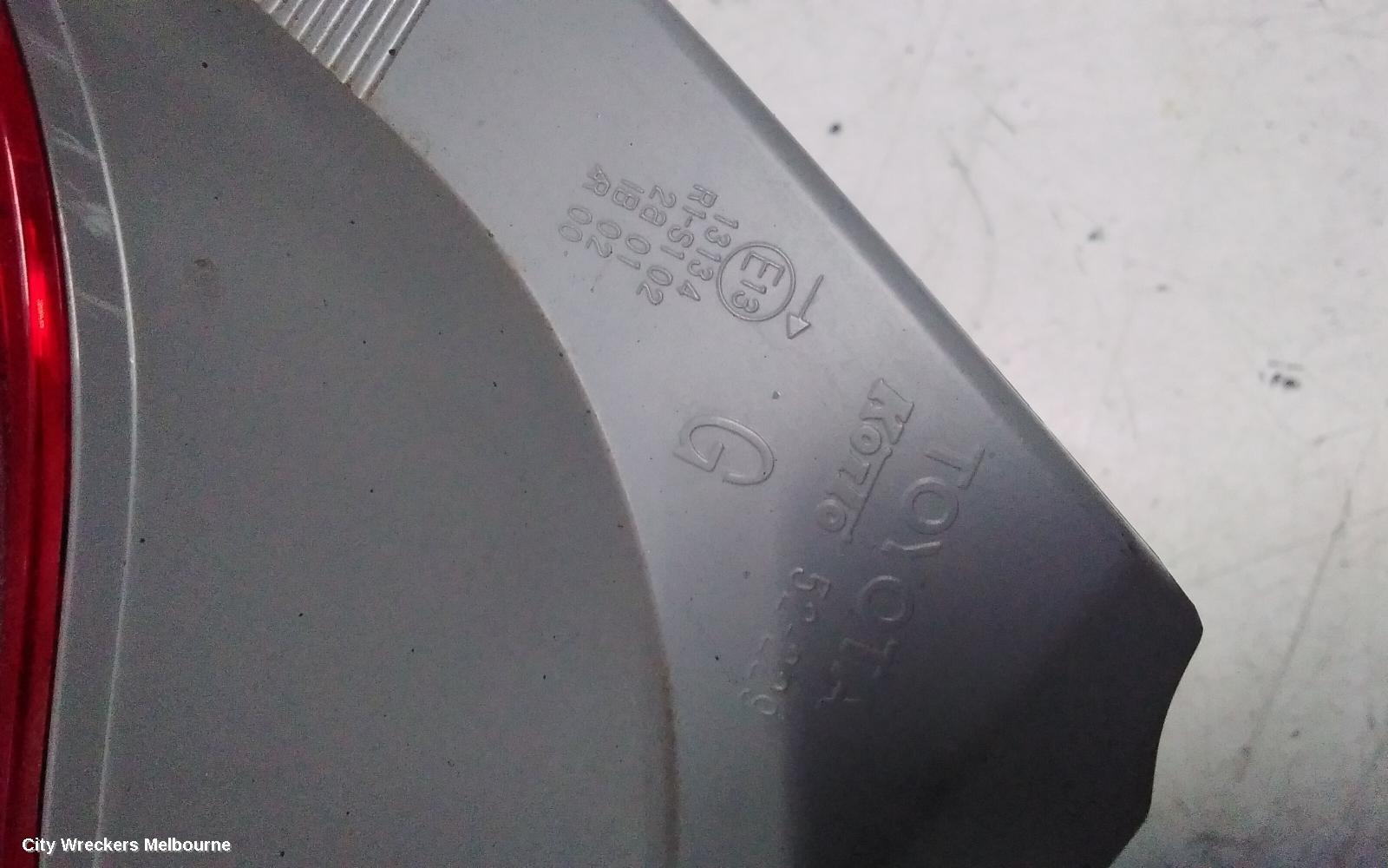 TOYOTA YARIS RIGHT TAILLIGHT, NCP13#, HATCH, 08/2011 - 06/2014