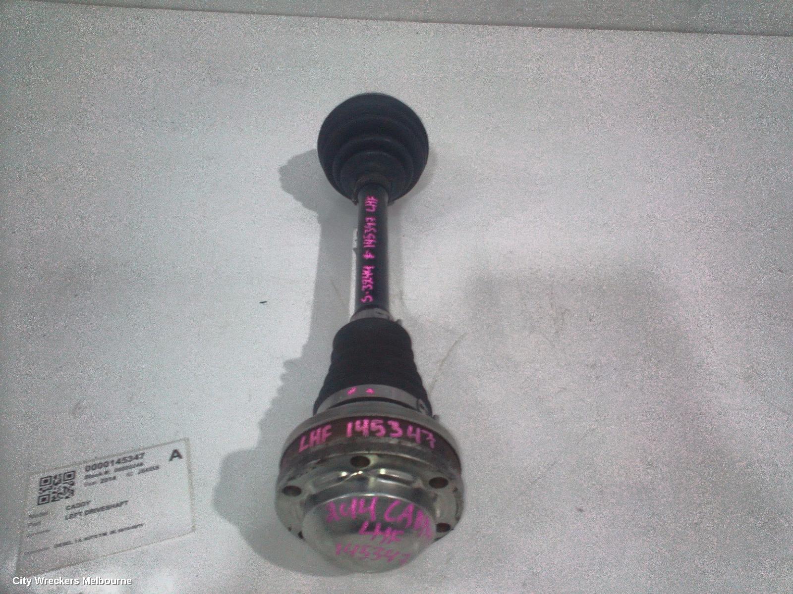 VOLKSWAGEN CADDY LEFT DRIVESHAFT, DIESEL, 1.6, AUTO T/M, 2K, 08/2010 - 06/2015