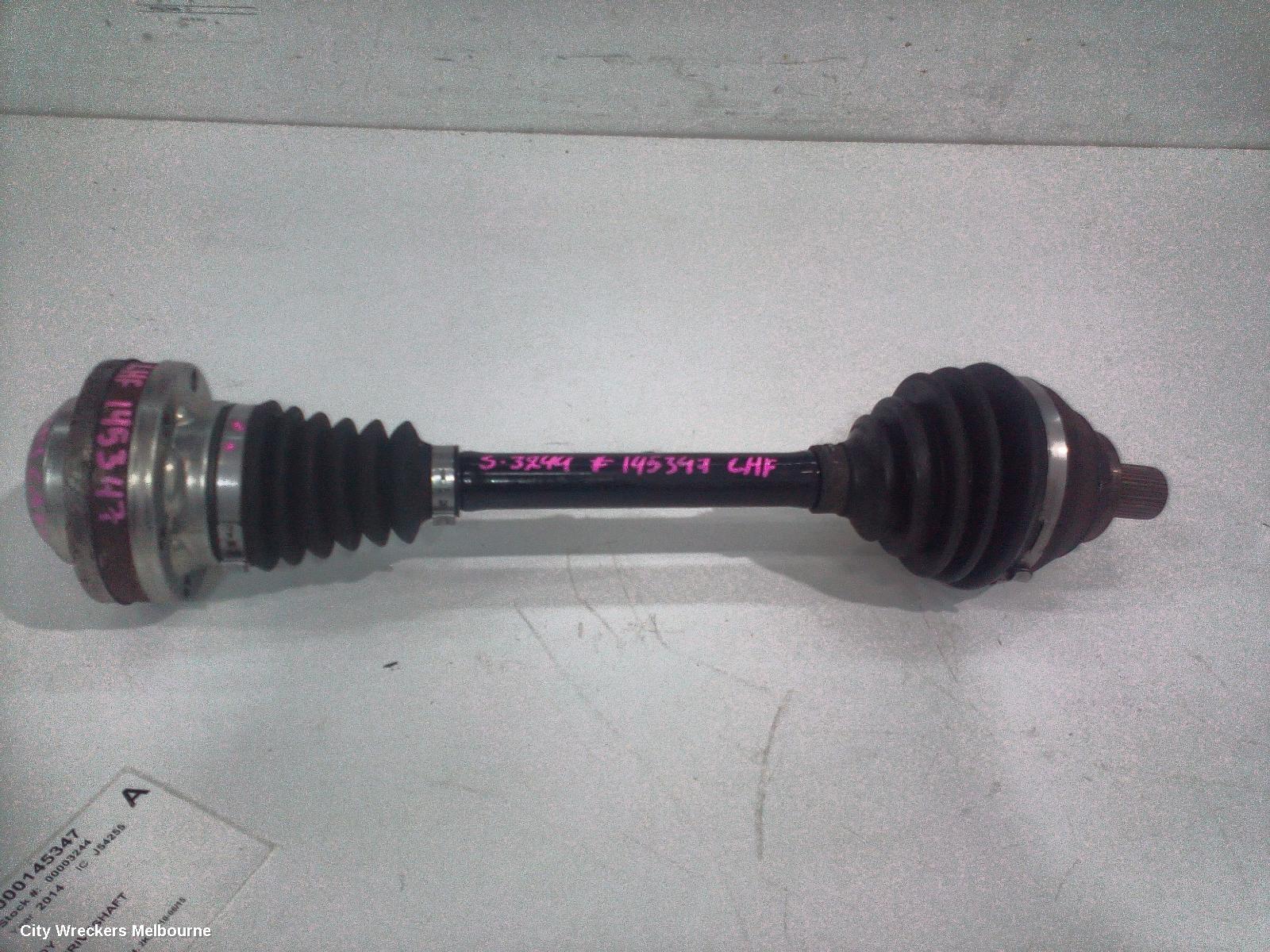 VOLKSWAGEN CADDY LEFT DRIVESHAFT, DIESEL, 1.6, AUTO T/M, 2K, 08/2010 - 06/2015