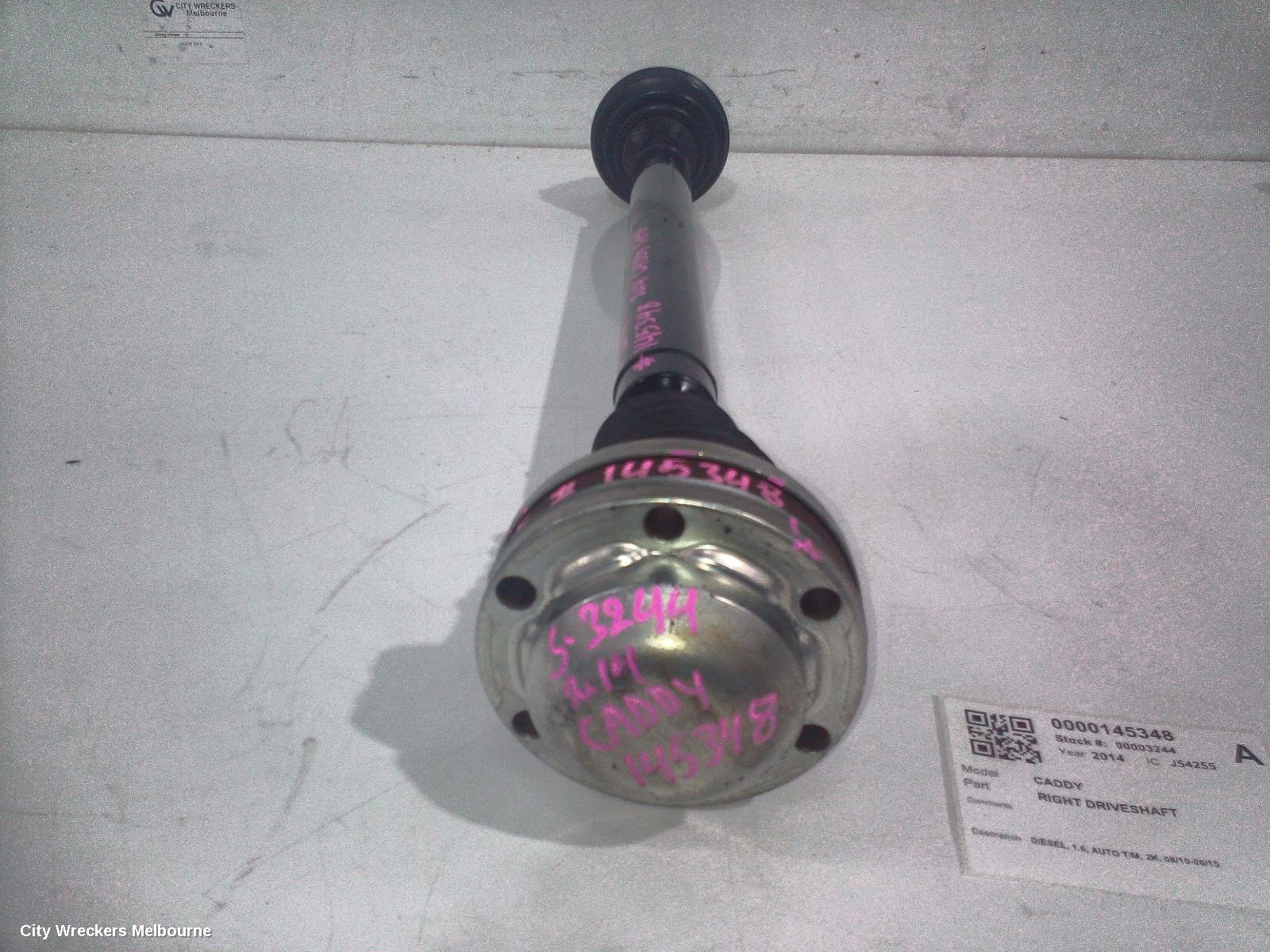 VOLKSWAGEN CADDY RIGHT DRIVESHAFT, DIESEL, 1.6, AUTO T/M, 2K, 08/2010 - 06/2015