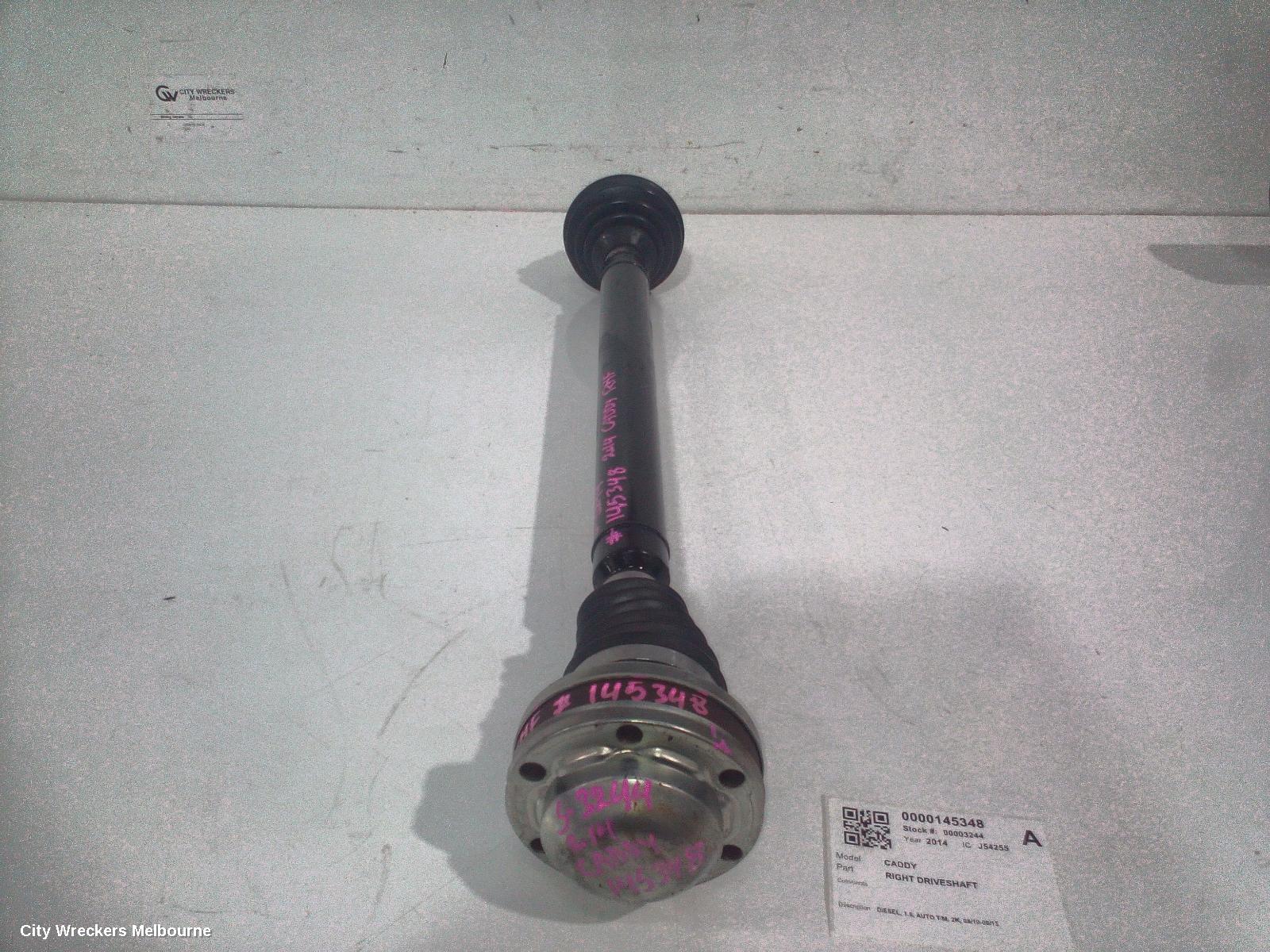 VOLKSWAGEN CADDY RIGHT DRIVESHAFT, DIESEL, 1.6, AUTO T/M, 2K, 08/2010 - 06/2015