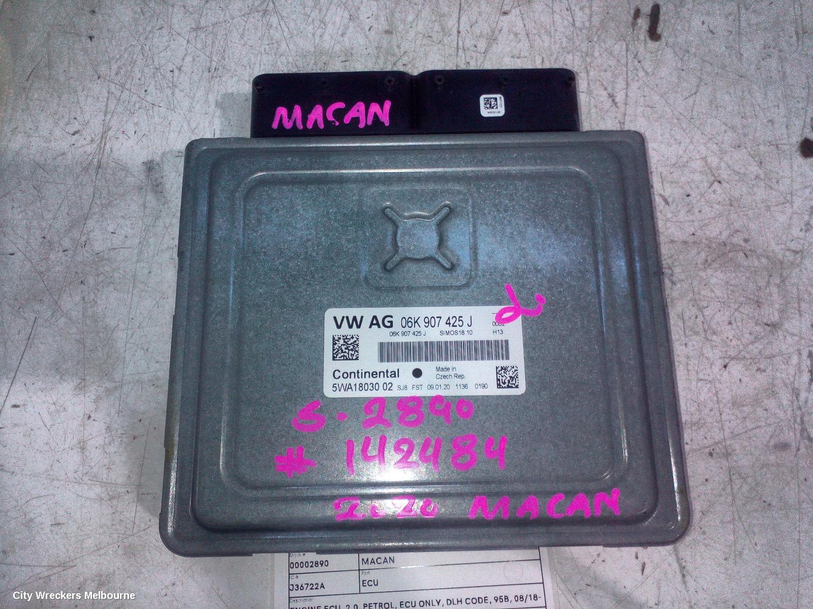 PORSCHE MACAN ECU, ENGINE ECU, 2.0, PETROL, ECU ONLY, DLH CODE, 95B, 08/2018 ONWARDS