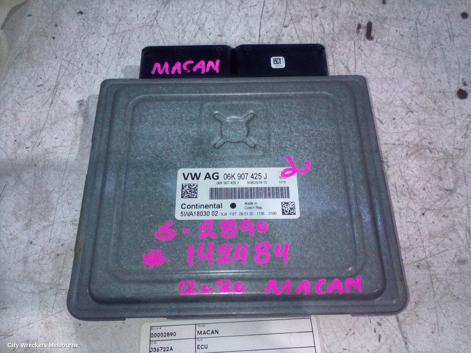 PORSCHE MACAN ECU, ENGINE ECU, 2.0, PETROL, ECU ONLY, DLH CODE, 95B, 08/2018 ONWARDS