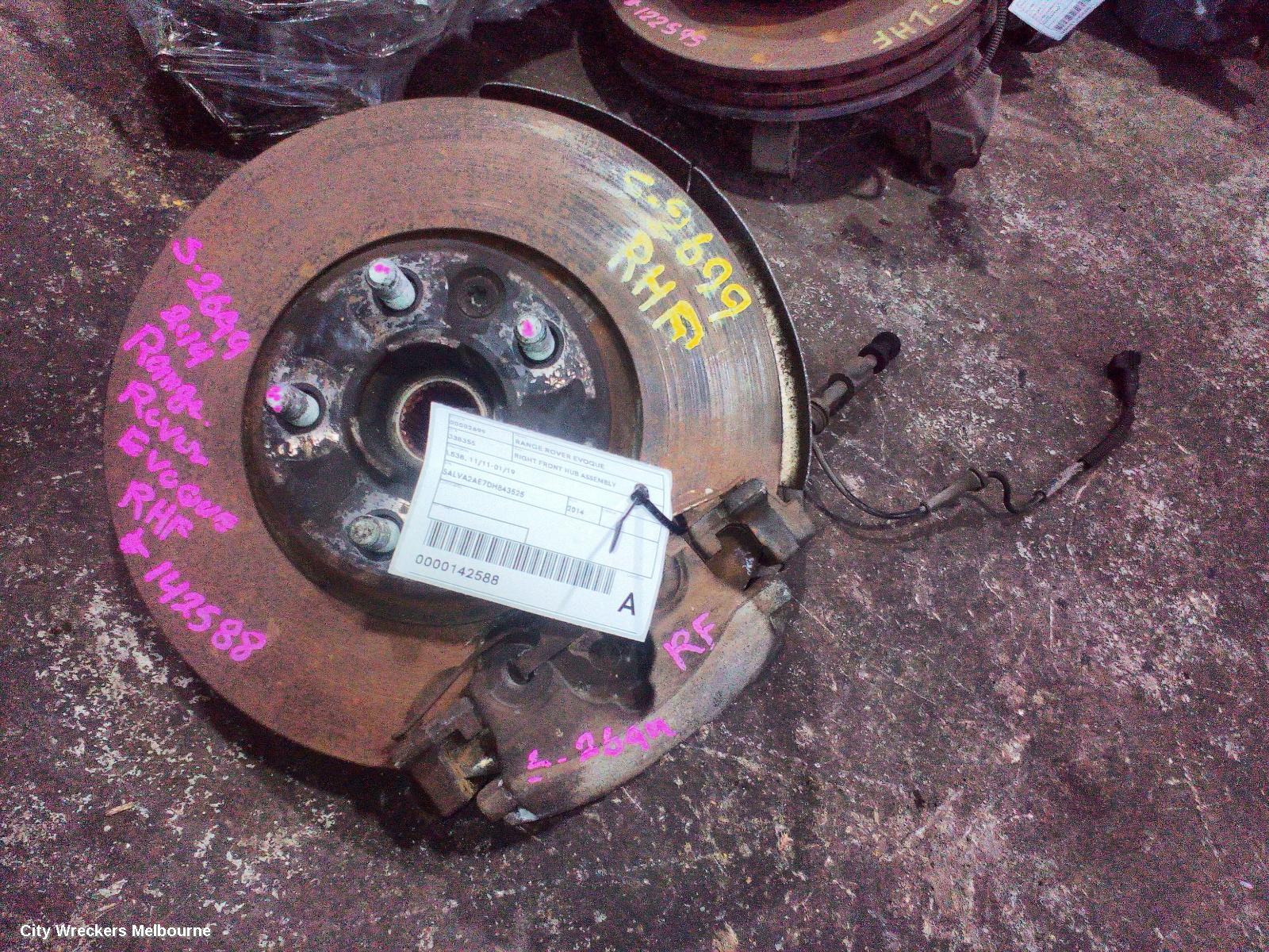 LAND ROVER RANGEROVER EVOQUE RIGHT FRONT HUB ASSEMBLY, L538, 11/2011 - 01/2019
