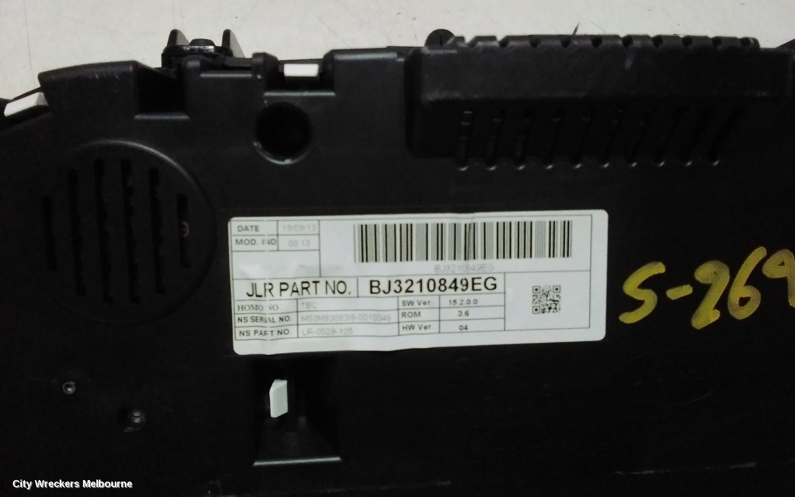 LAND ROVER RANGEROVER EVOQUE INSTRUMENT CLUSTER, DIESEL, 2.2, TURBO, AUTO T/M, L538, 11/2011 - 08/2015