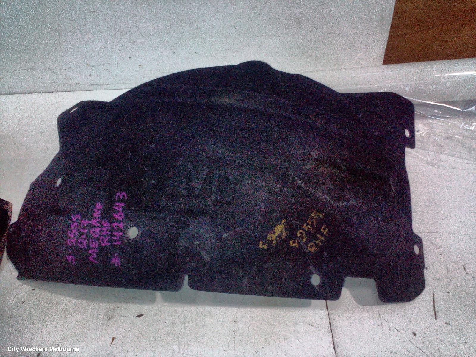 RENAULT MEGANE RIGHT GUARD LINER, FRONT, BFB/LFF/KFB, HATCH/SEDAN/WAGON, 06/2016 - 02/2020
