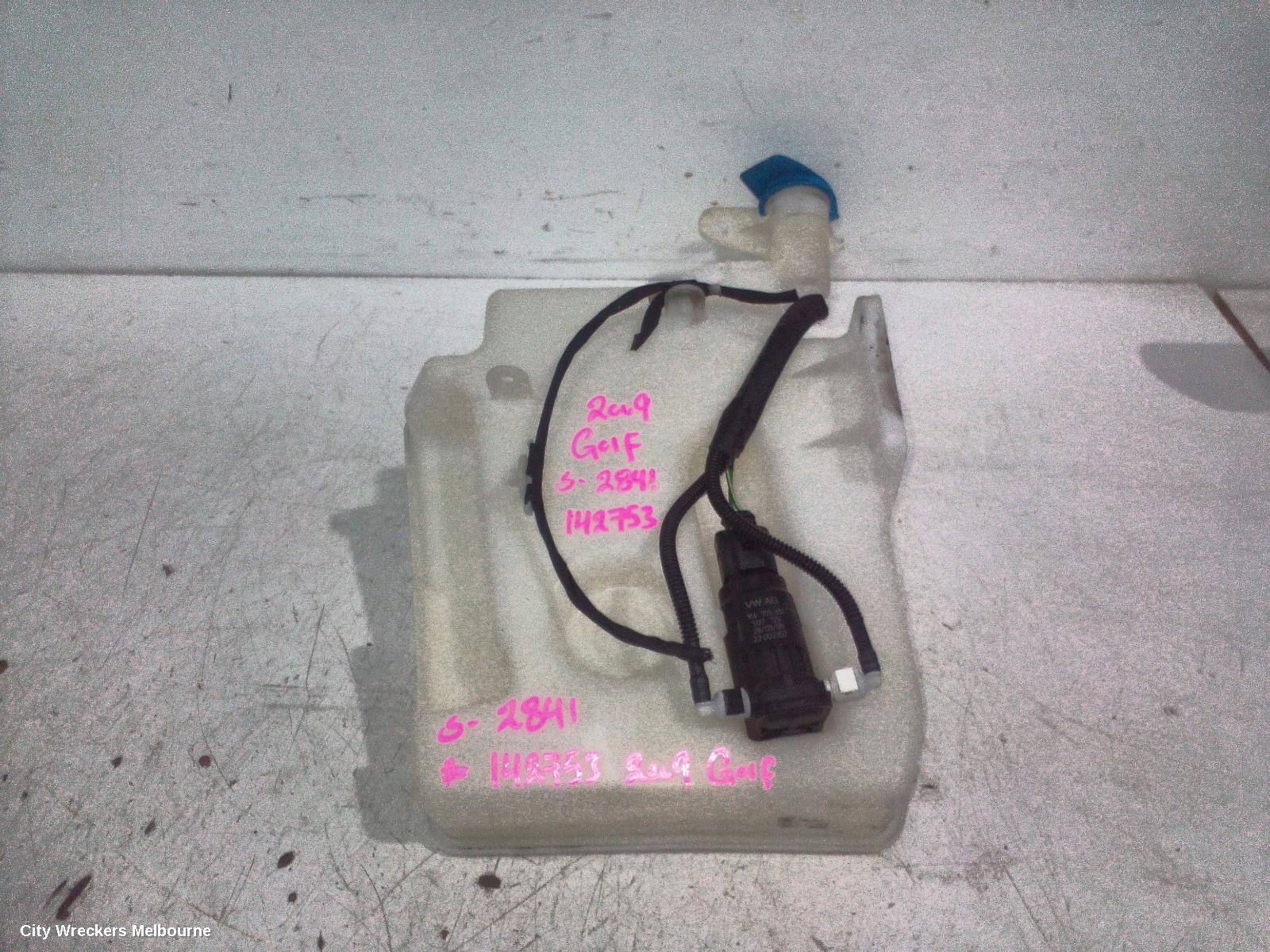 VOLKSWAGEN GOLF WASHER BOTTLE, GEN 5-GEN 6, NON H/LAMP WASHER TYPE, SINGLE PUMP, 06/2004 - 12/2015