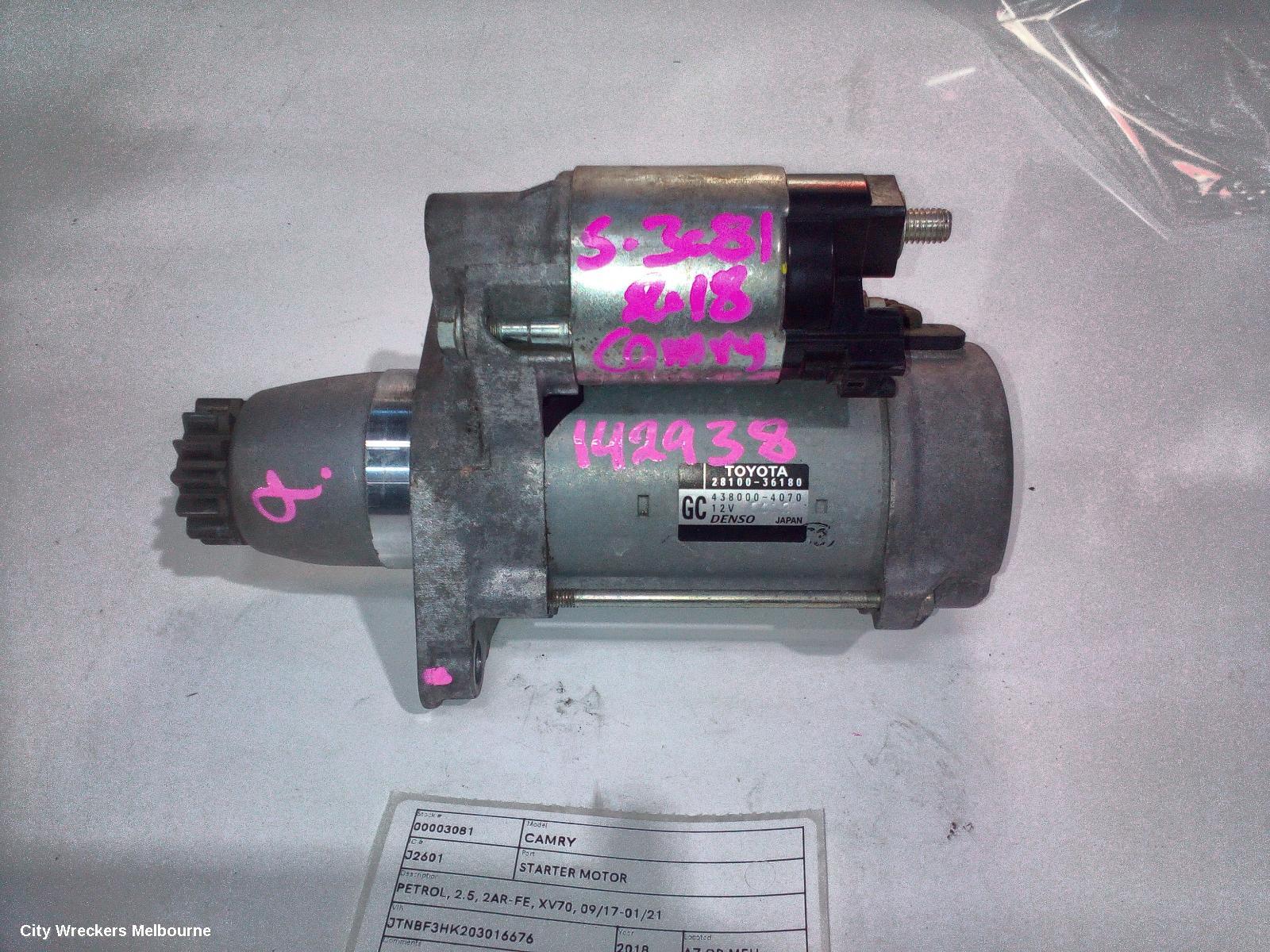 TOYOTA CAMRY STARTER, PETROL, 2.5, 2AR-FE, XV70, 09/2017 - 01/2021