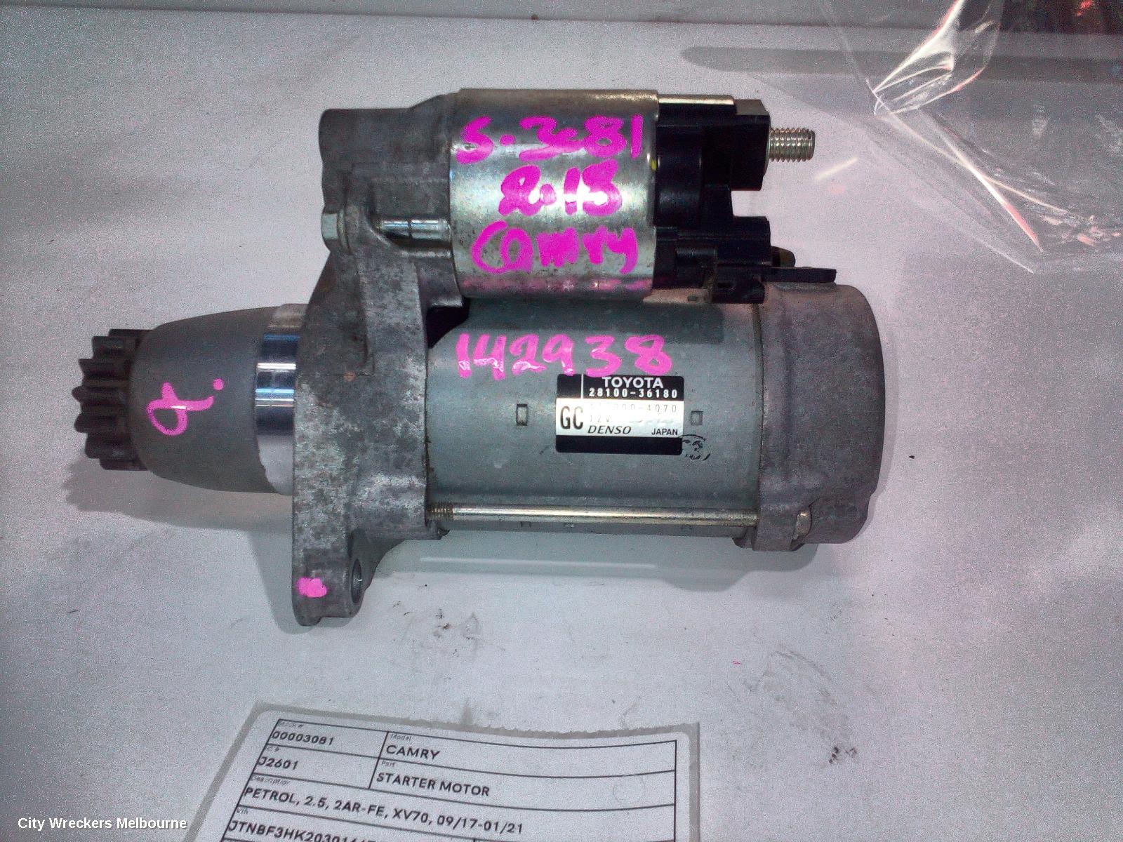 TOYOTA CAMRY STARTER, PETROL, 2.5, 2AR-FE, XV70, 09/2017 - 01/2021