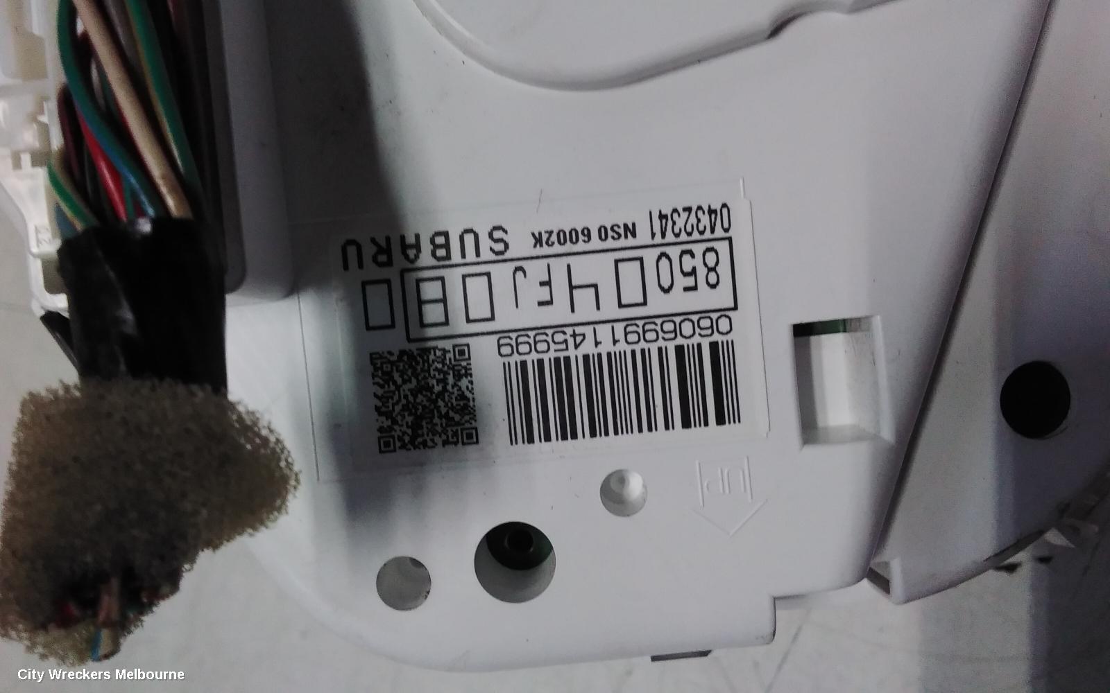 SUBARU IMPREZA INSTRUMENT CLUSTER, INSTRUMENT CLUSTER, AUTO T/M, NON TURBO, G4, 12/2011 - 08/2017