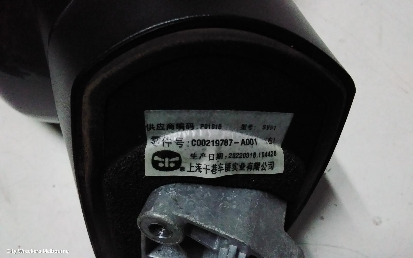 LDV D90 RIGHT DOOR MIRROR, SV9A, W/ POWER FOLD, PUDDLE LAMP, NON CAMERA TYPE, 11/2017 - 04/2024
