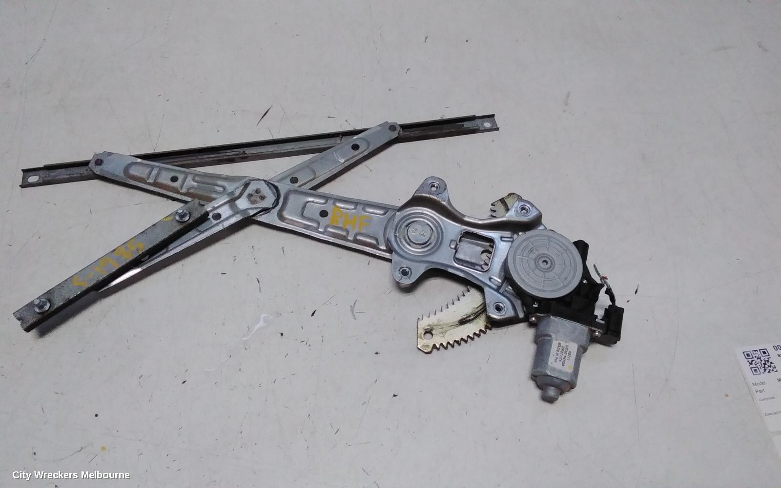 NISSAN MICRA RIGHT FRONT WINDOW REG/MOTOR, K13, POWER, 2 PIN TYPE, 11/2010 - 12/2016