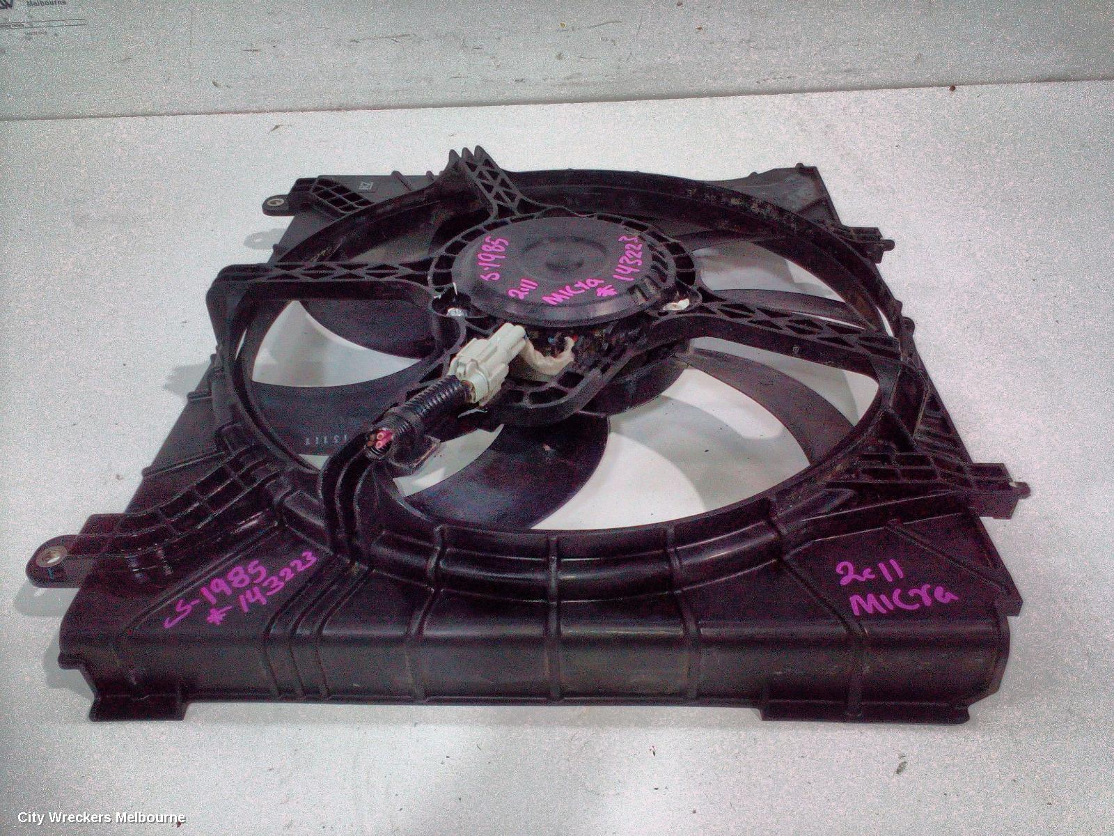 NISSAN MICRA FAN, RADIATOR FAN, 1.2, MANUAL T/M, 10/2010 - 12/2016