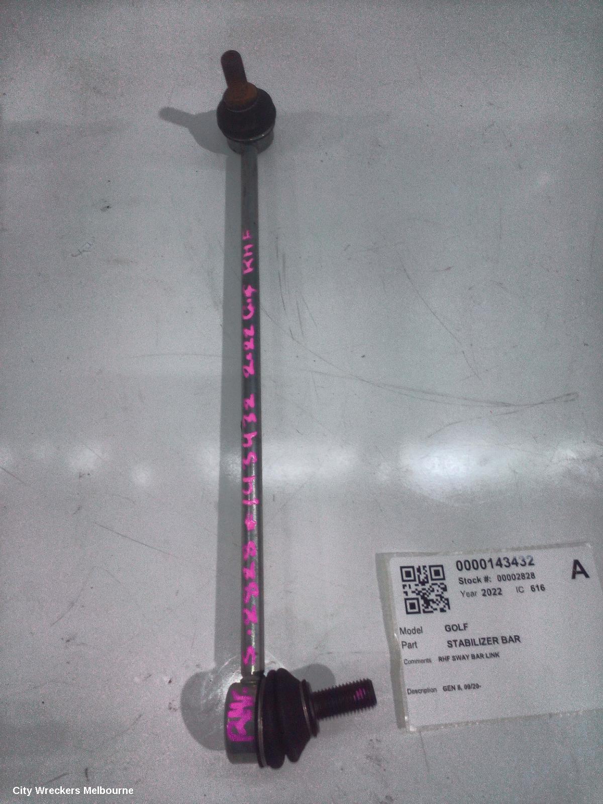VOLKSWAGEN GOLF STABILISER BAR, GEN 8, 09/2020 ONWARDS