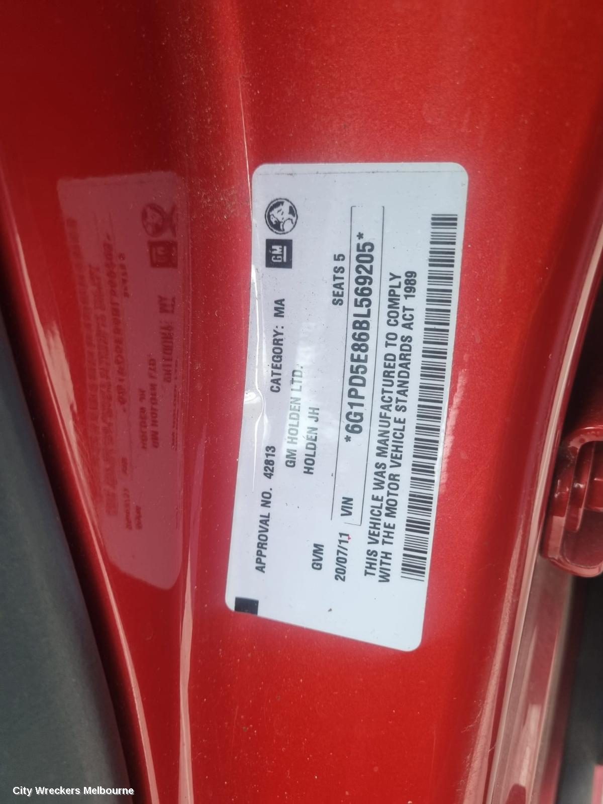 HOLDEN CRUZE DOOR/BOOT/GATE LOCK, LEFT FRONT DOOR LOCK, JG-JH, 03/2009 - 01/2017